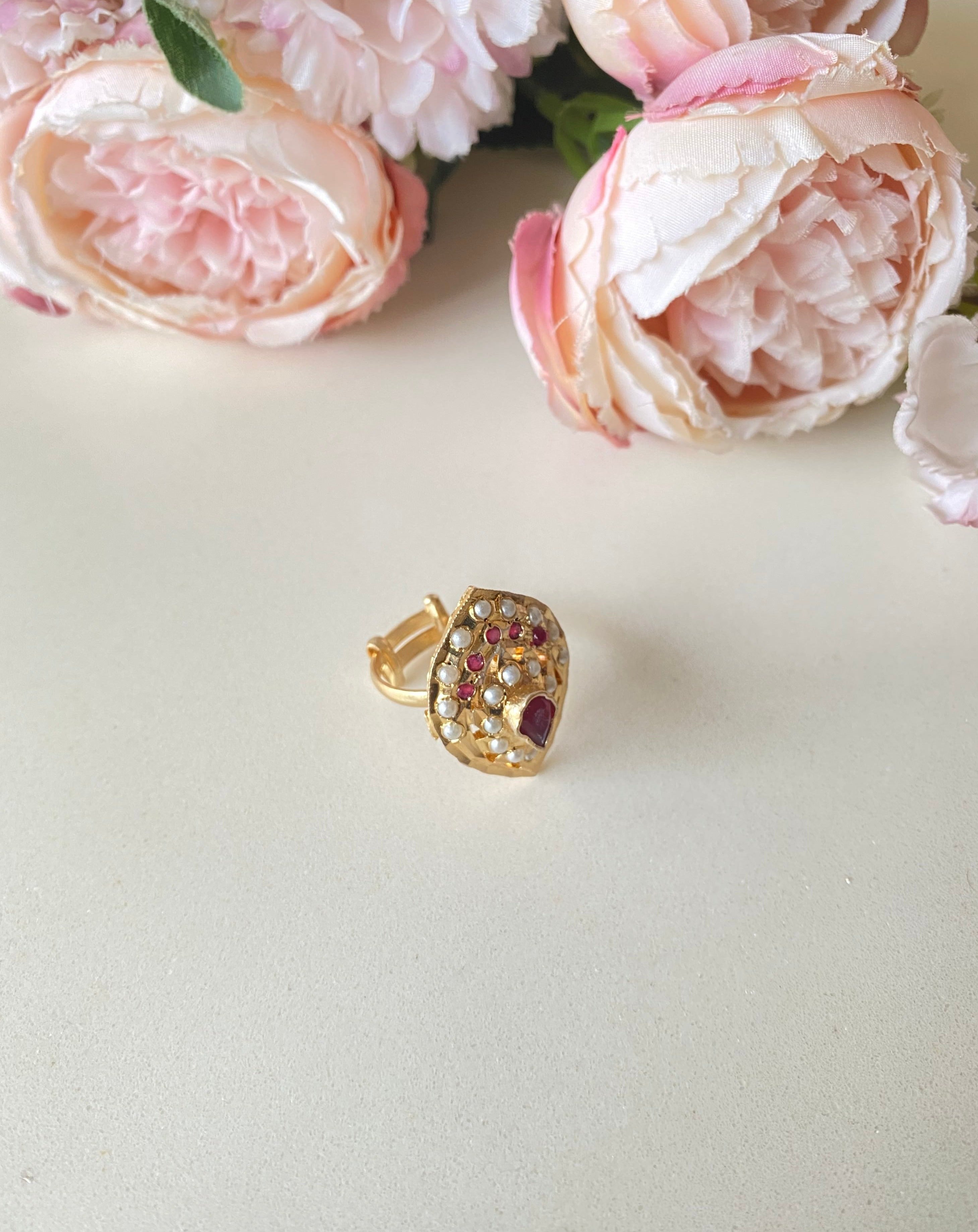 AmritsariJadau Red Stone Ring