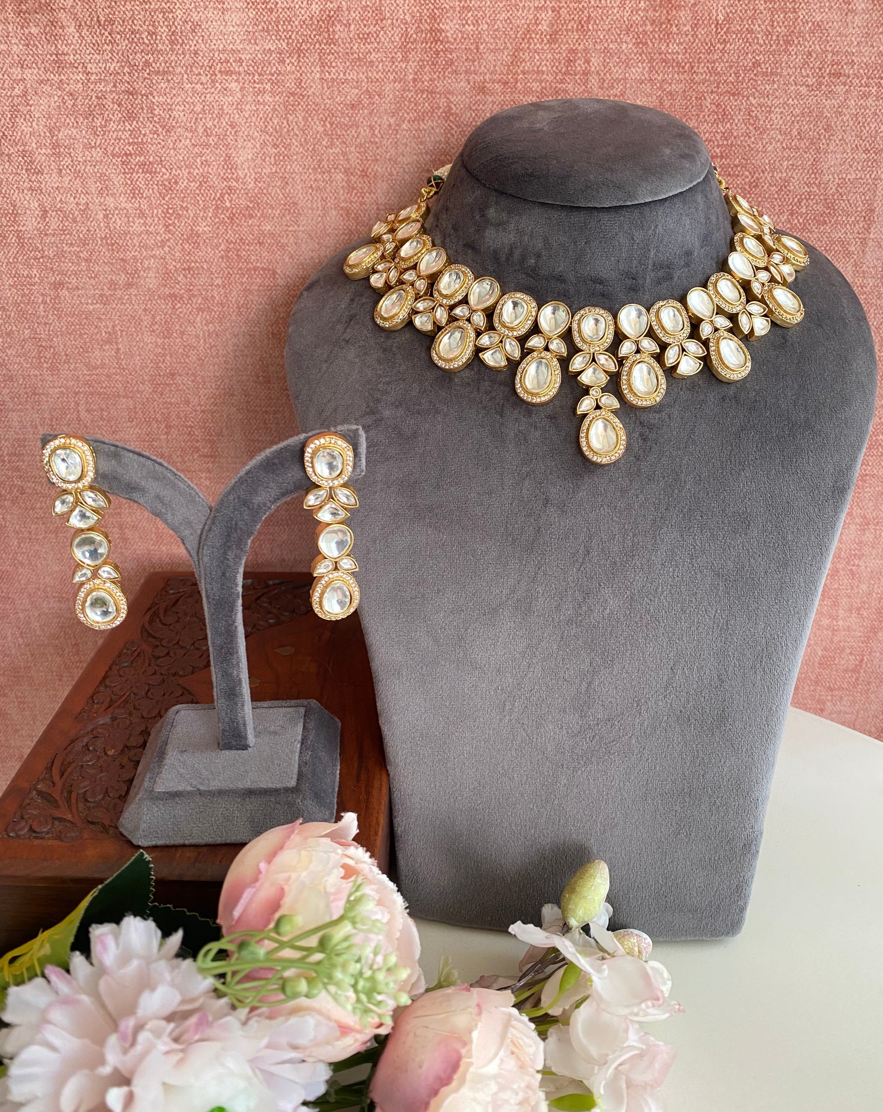 Gold plated Moissanite Necklace Set