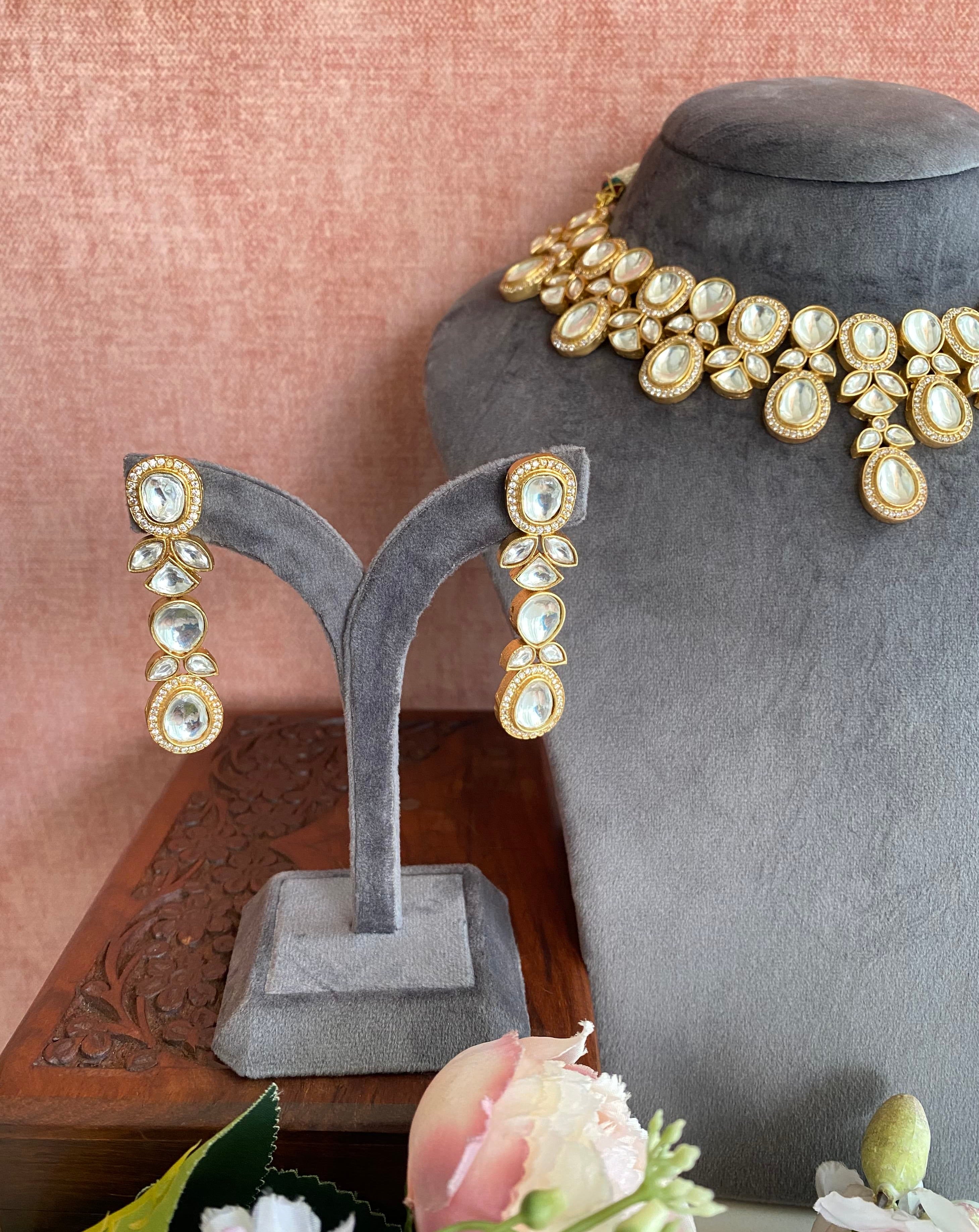 Gold plated Moissanite Necklace Set