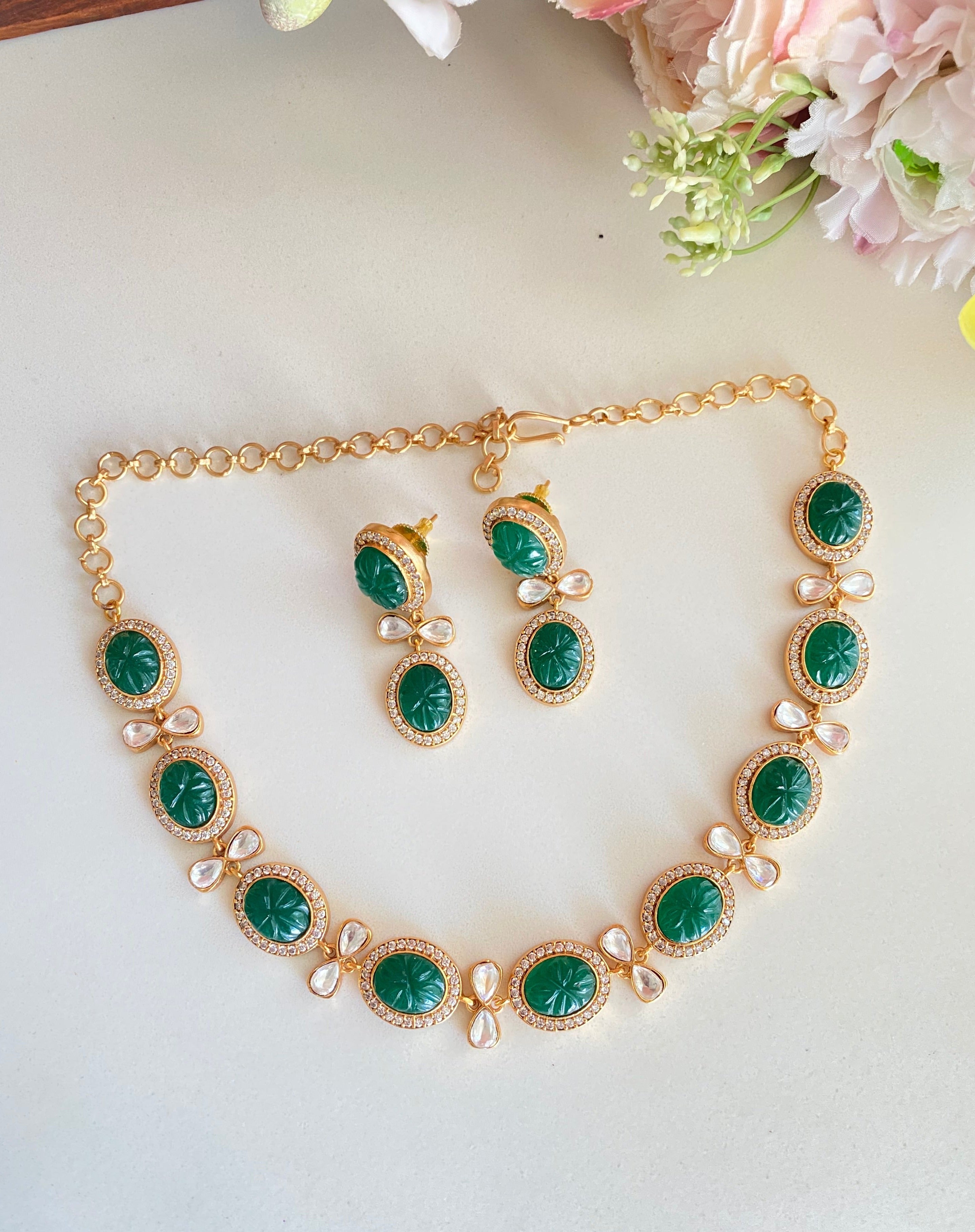 Gold plated Green Choker set