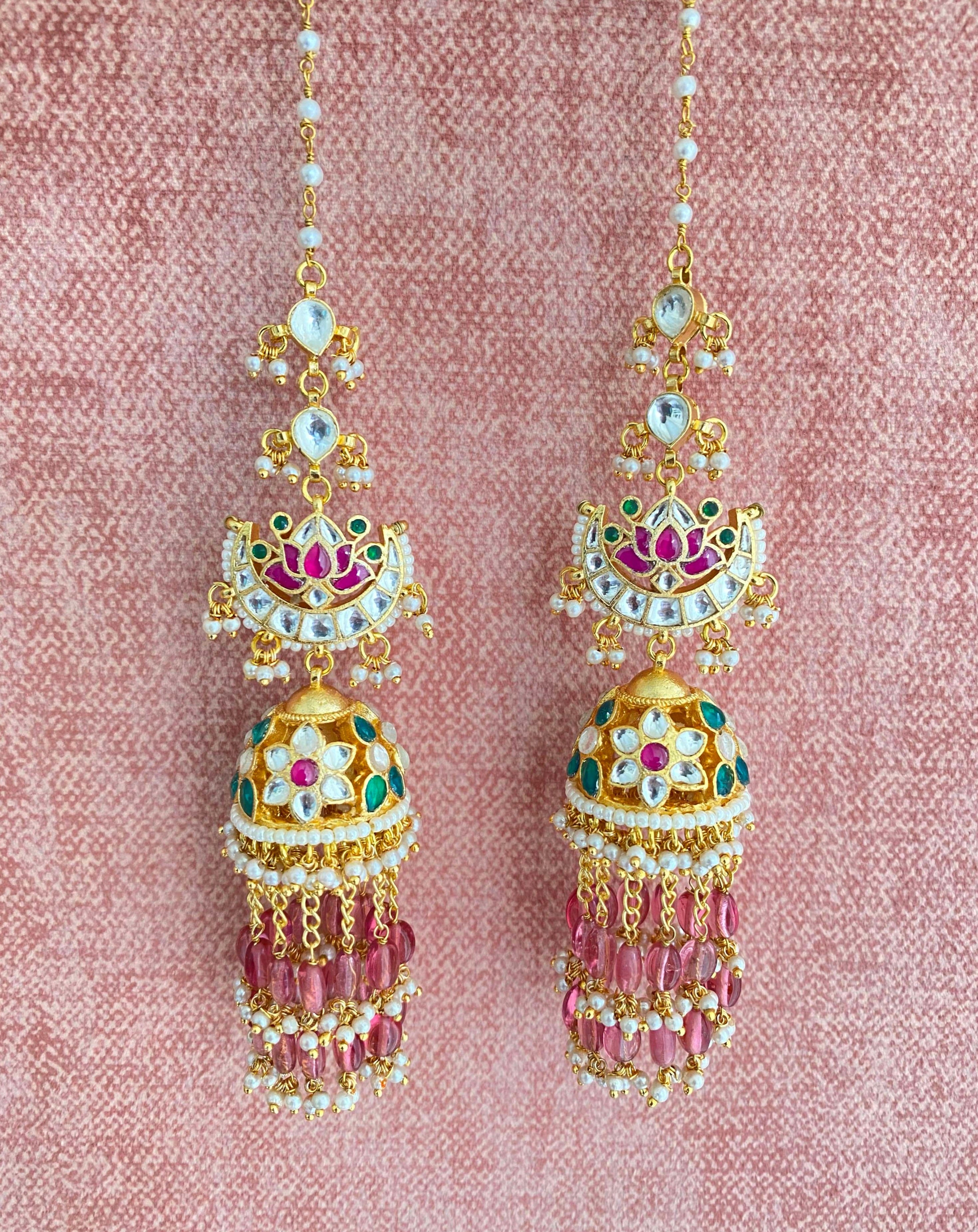 Gold Plated Kundan Jhumka in Drops