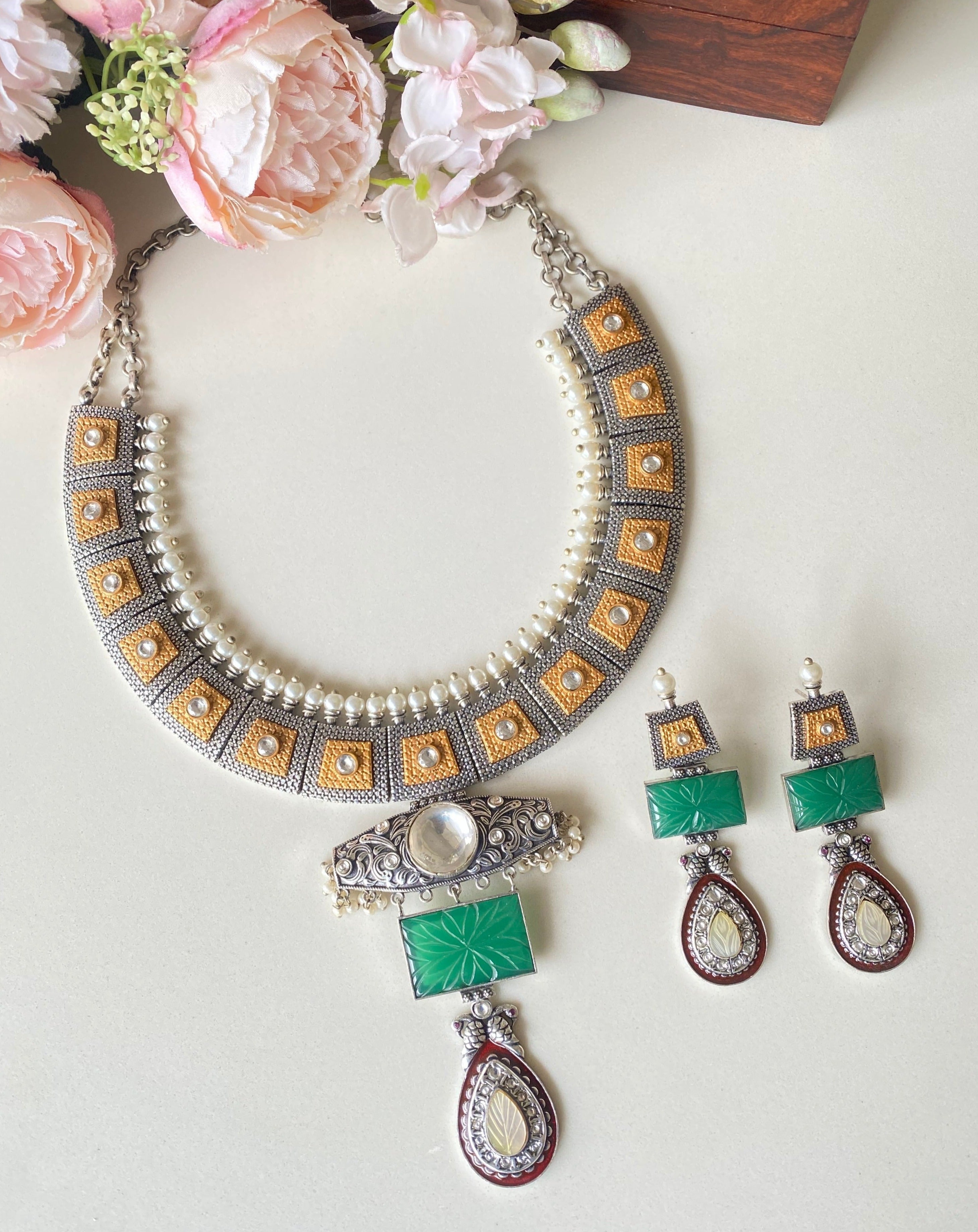 Oxidised necklace set