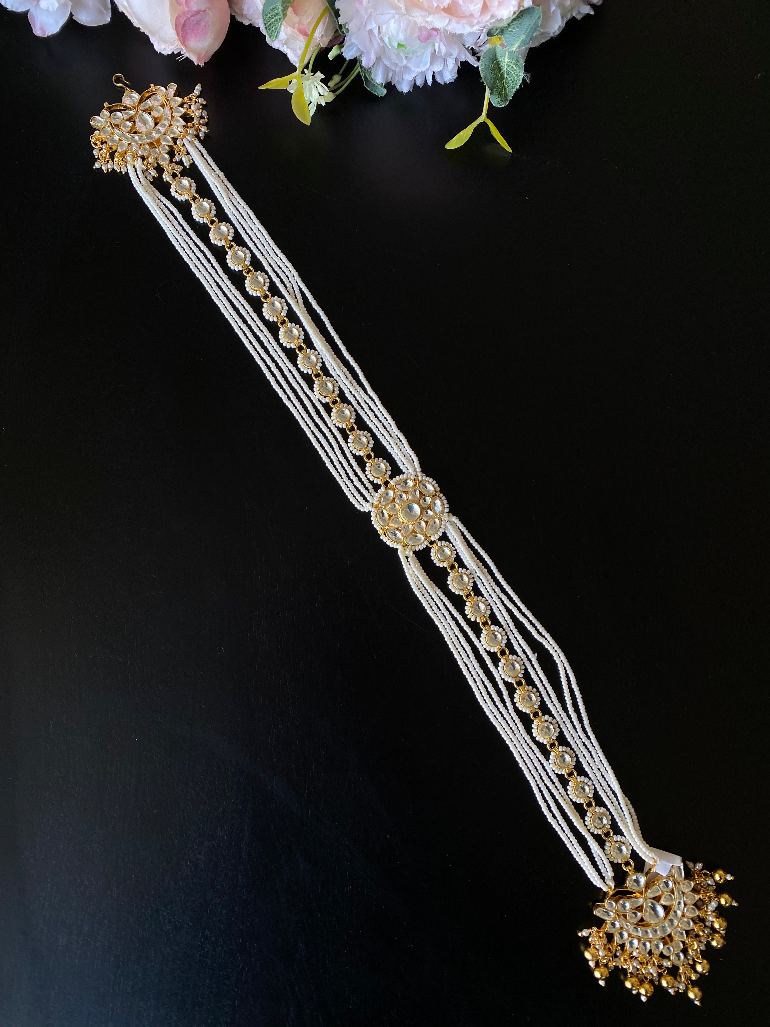 Gold Plated Kundan Hair Braid Accessories