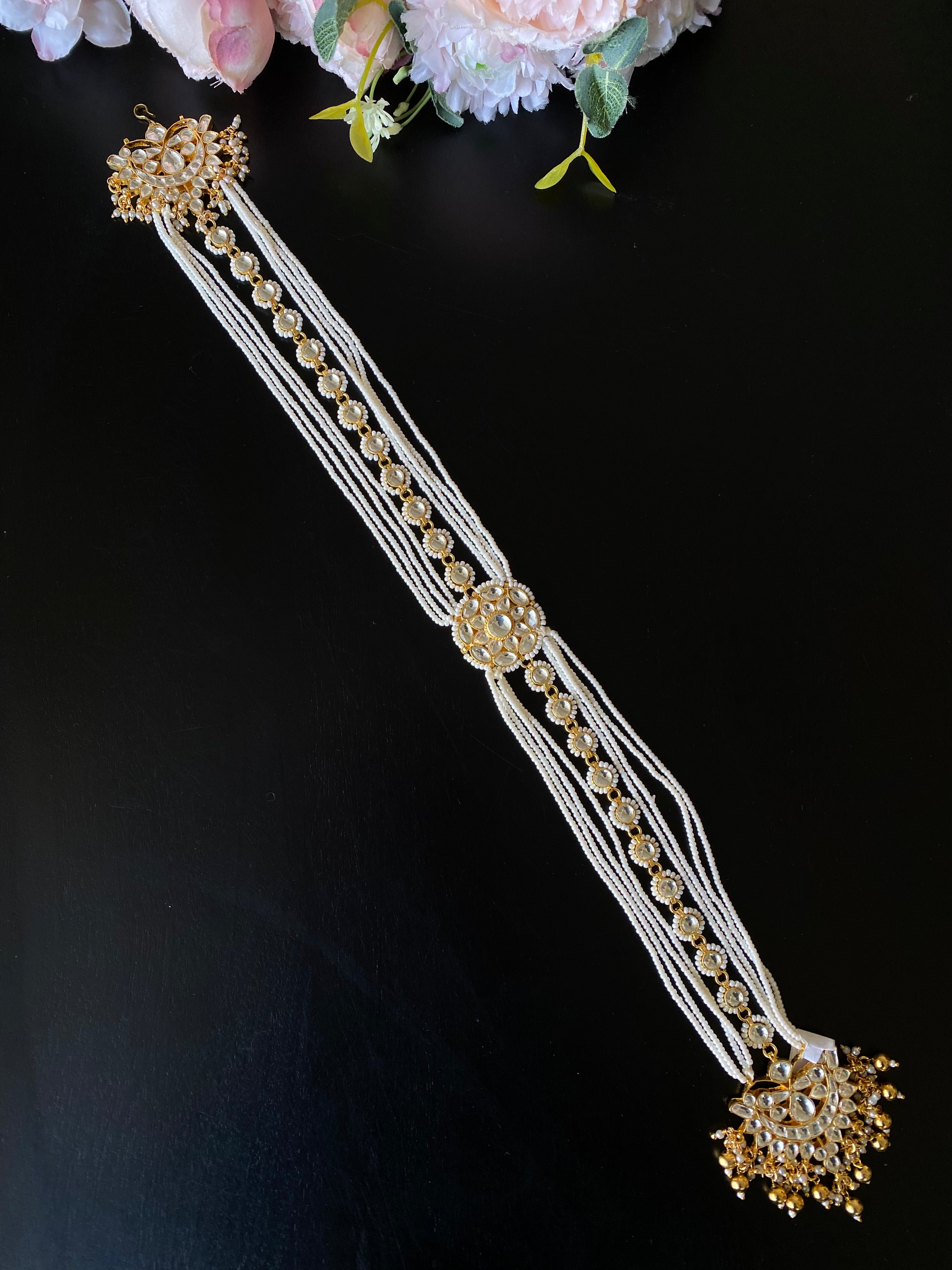 Gold Plated Kundan Hair Braid Accessories
