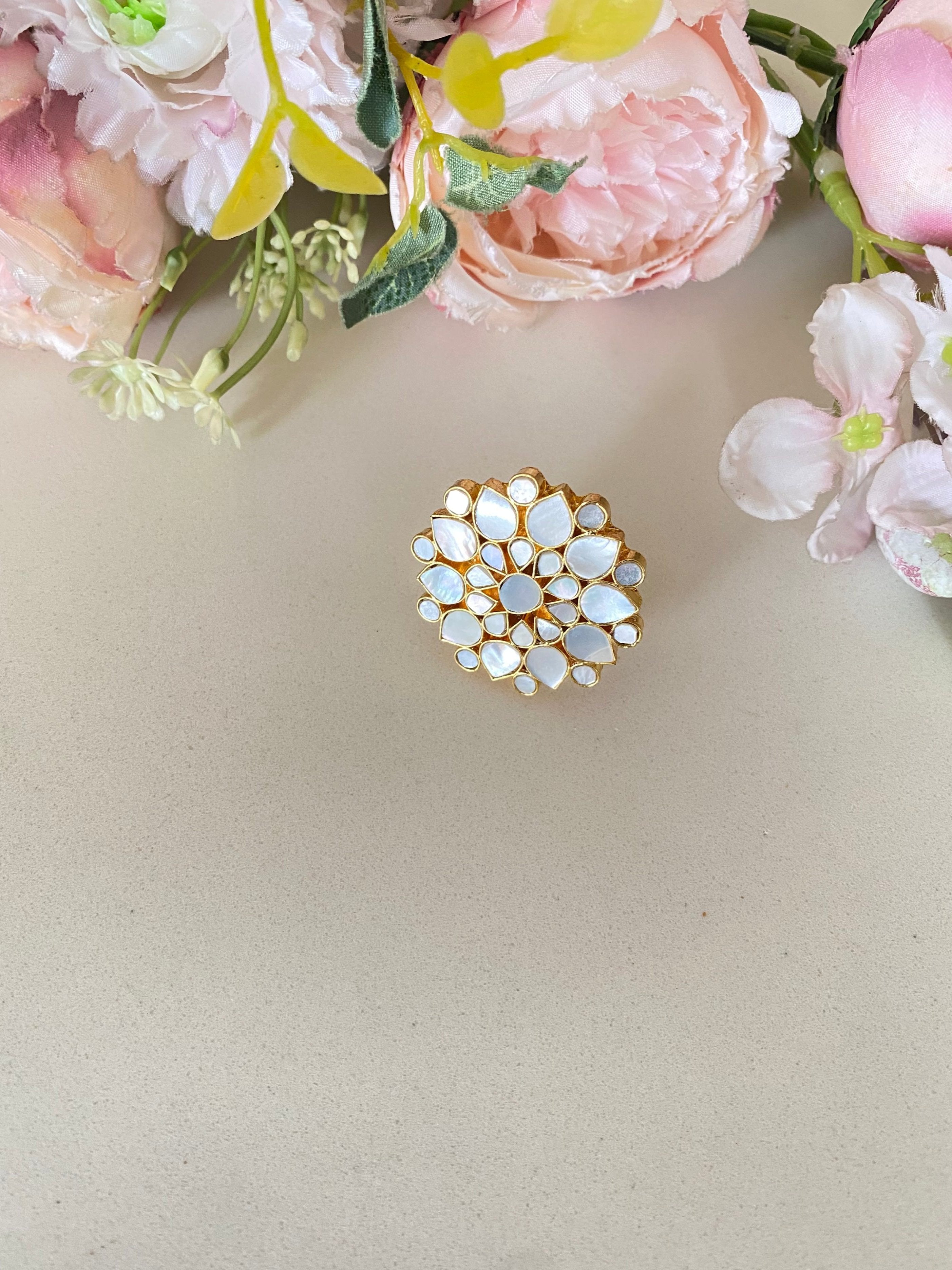 Gold plated Mother of pearl Ring