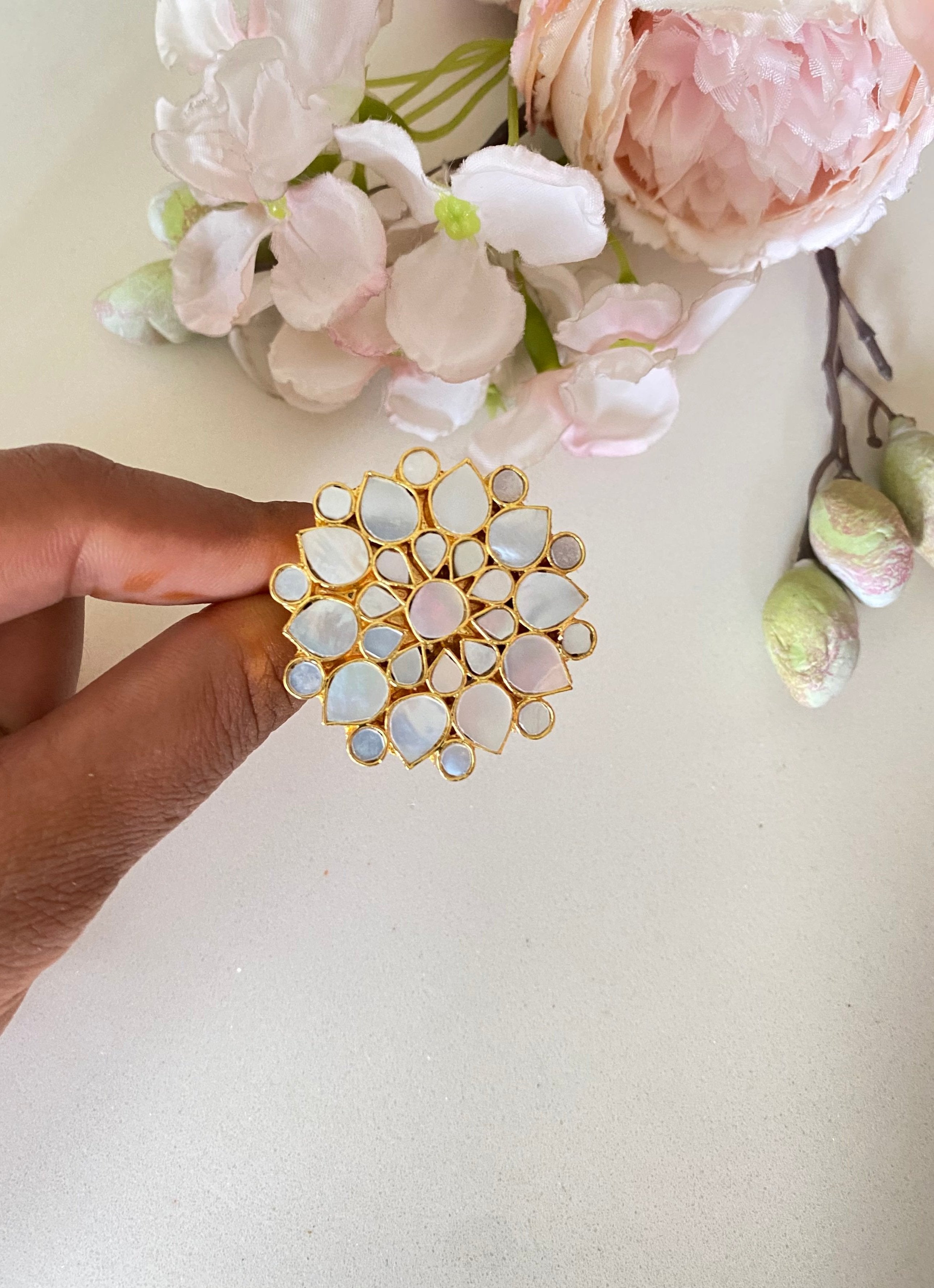 Gold plated Mother of pearl Ring