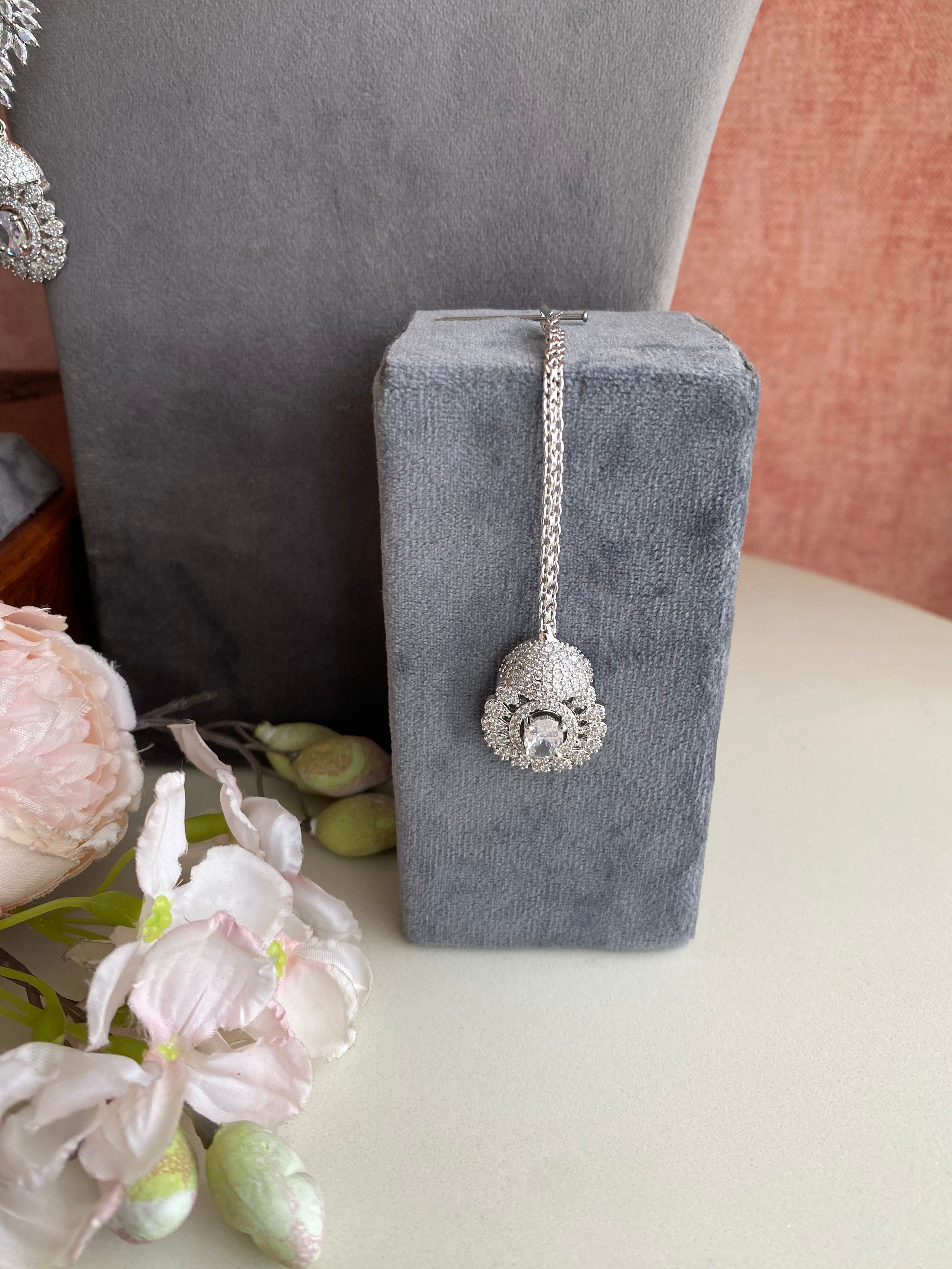 Silver Plated Diamond Necklace set