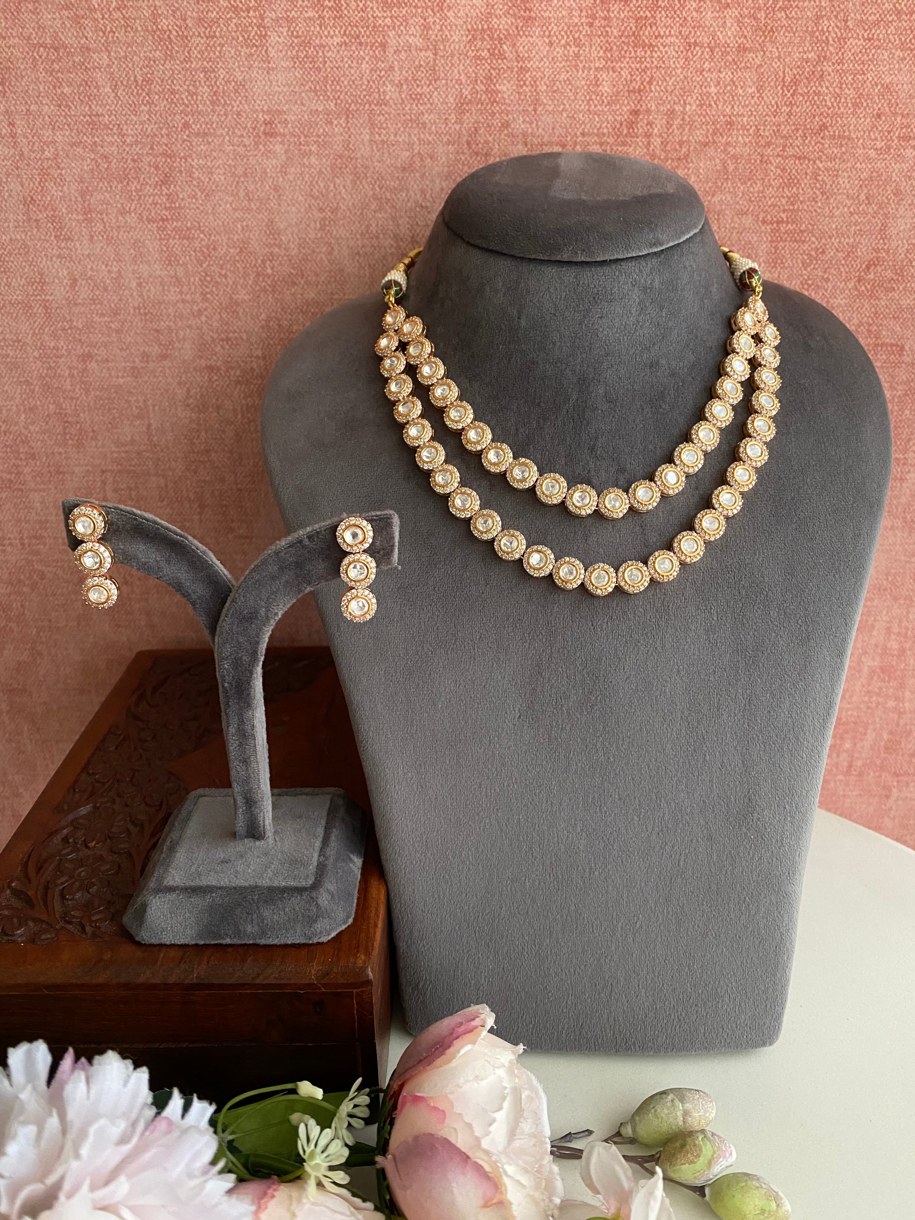 Gold Plated Double Line Necklace Set