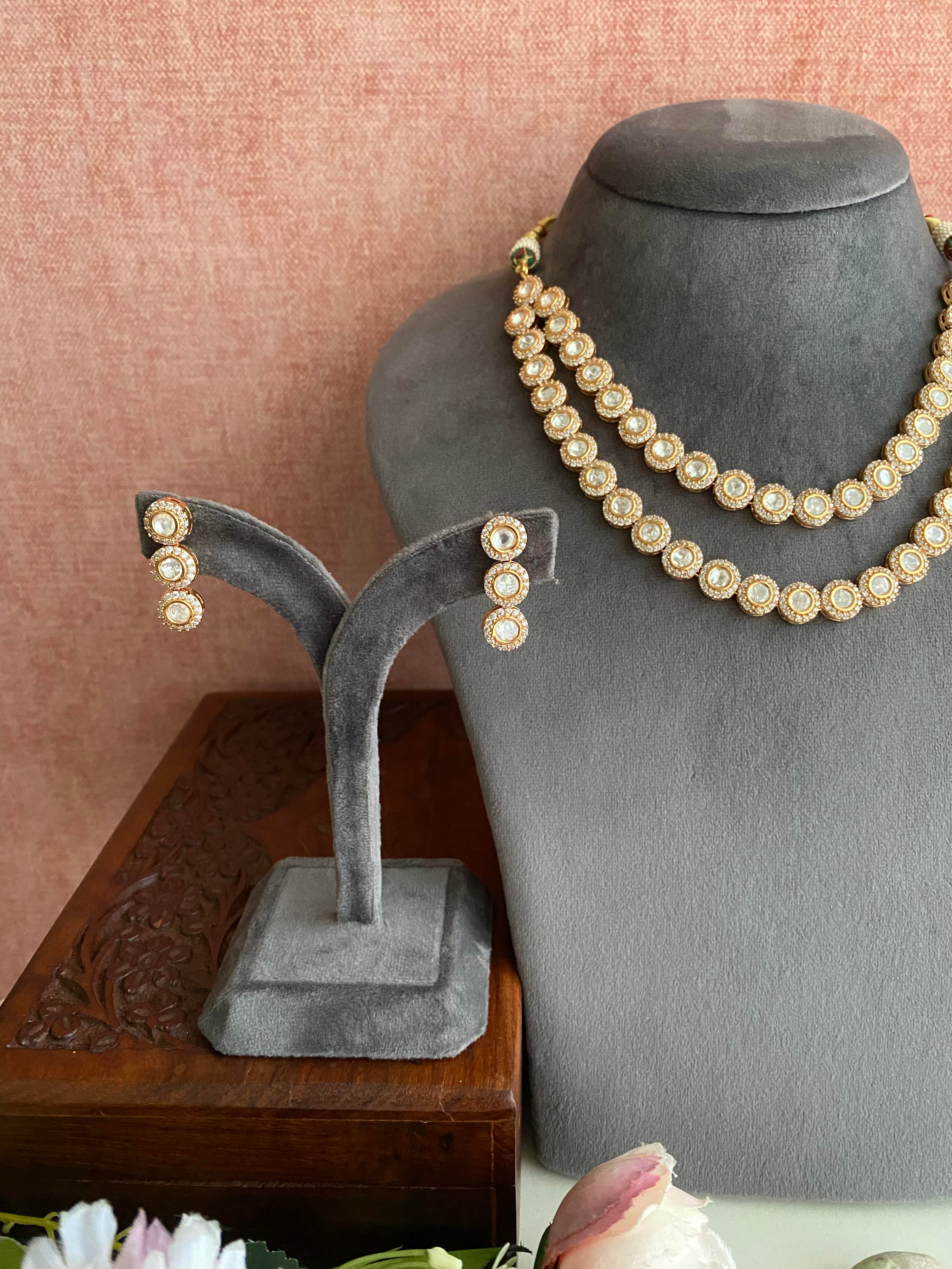 Gold Plated Double Line Necklace Set