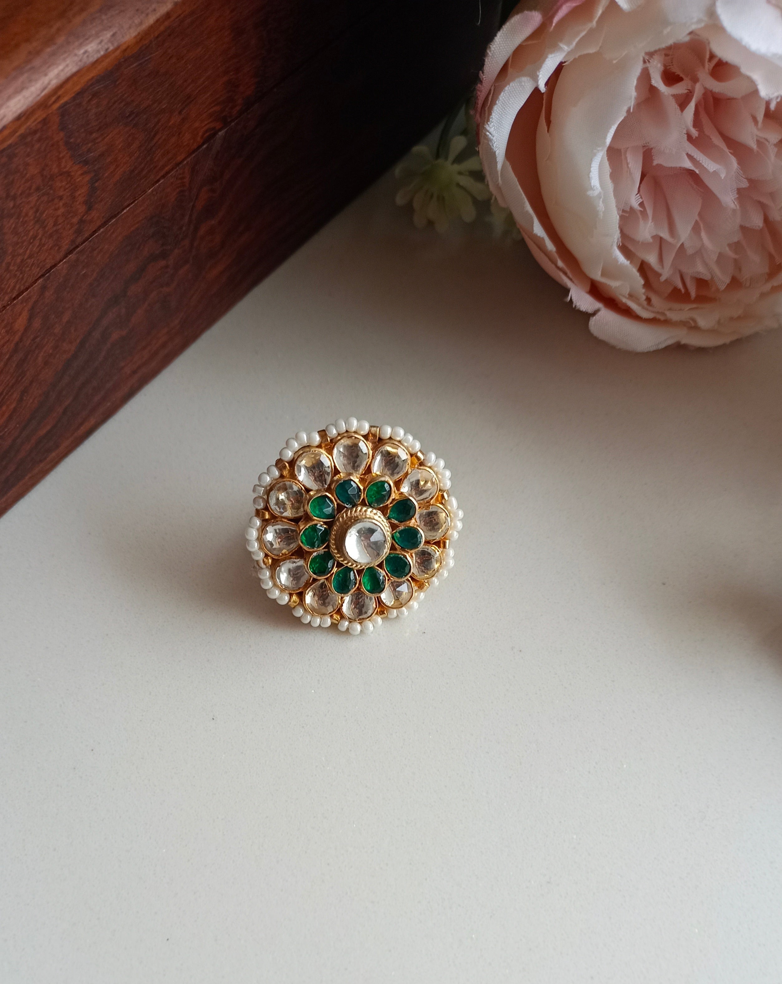 Gold plated Kundan Ring