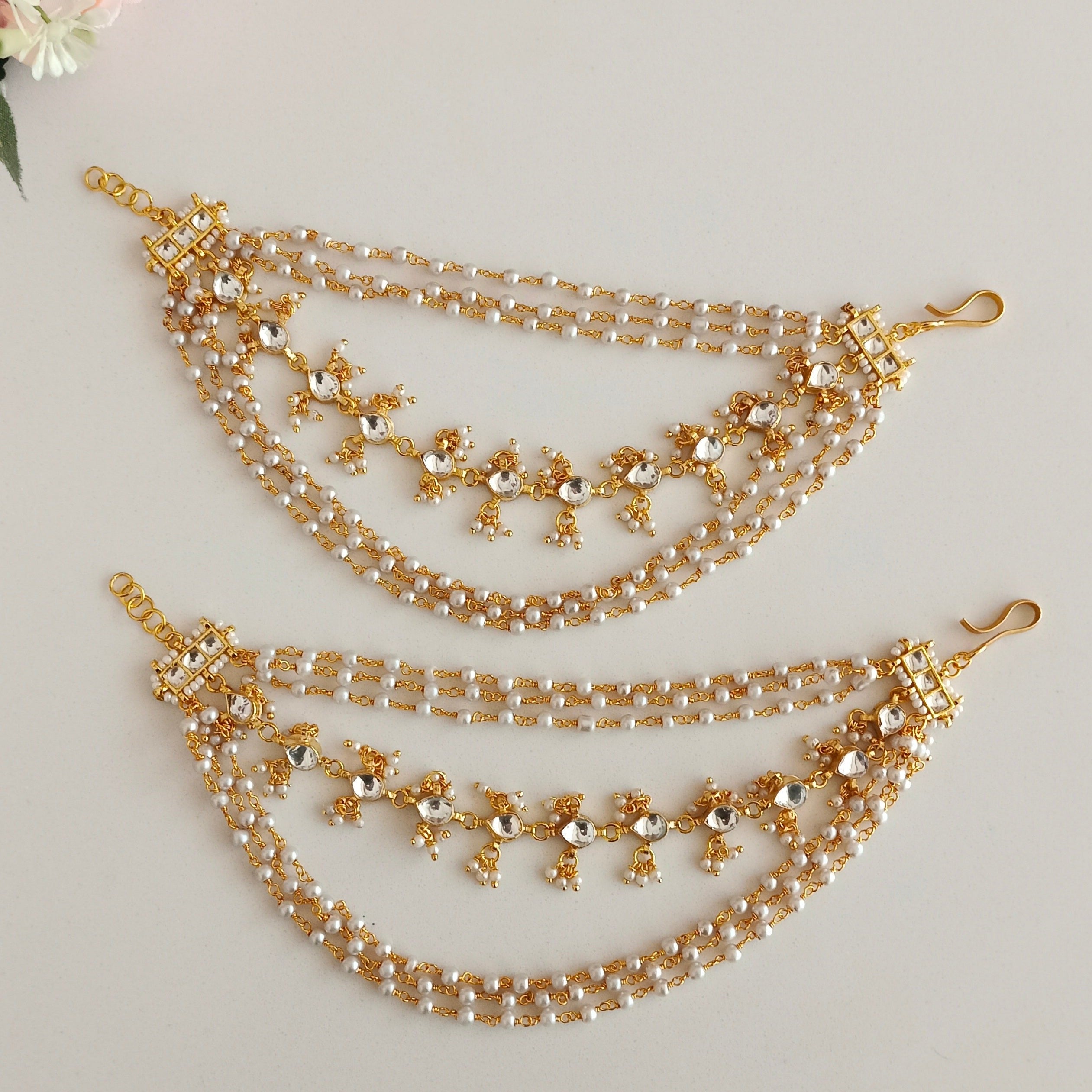 Gold plated Kundan Ear Chain