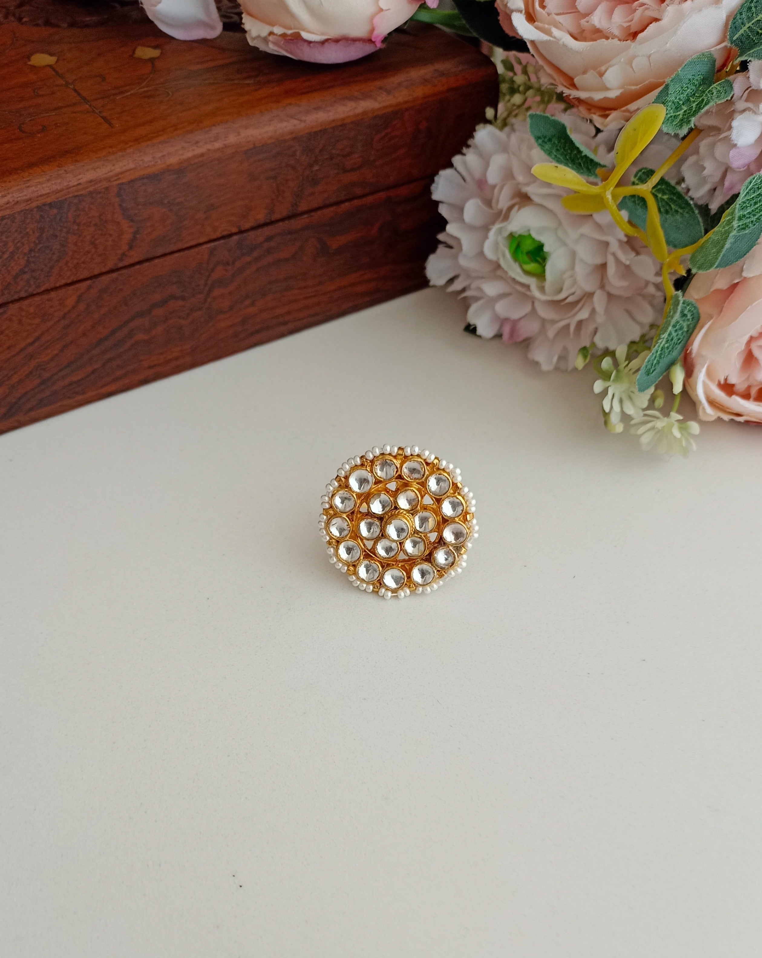 Gold plated Kundan Ring