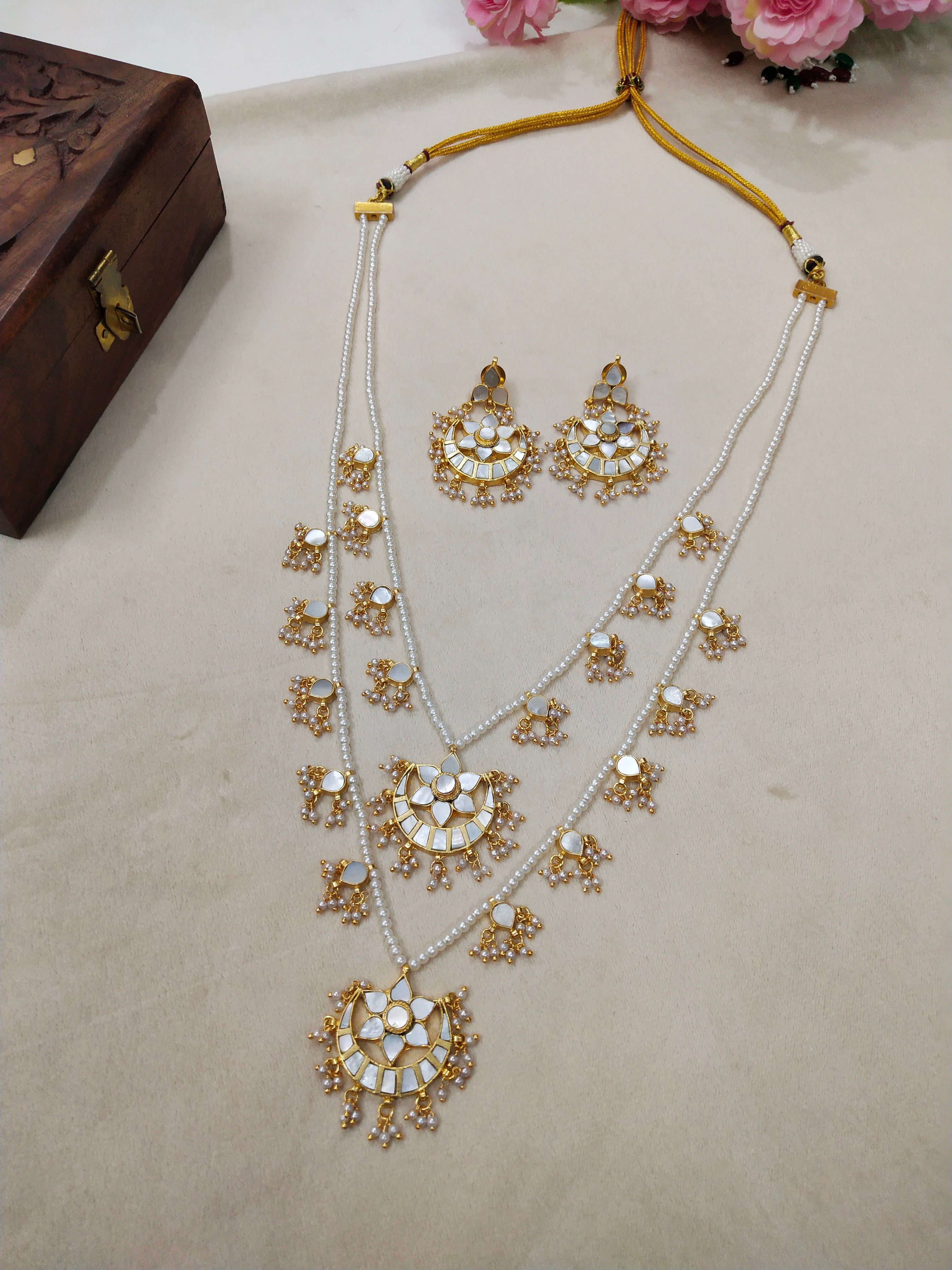 Mother Of Pearl Double Line Necklace