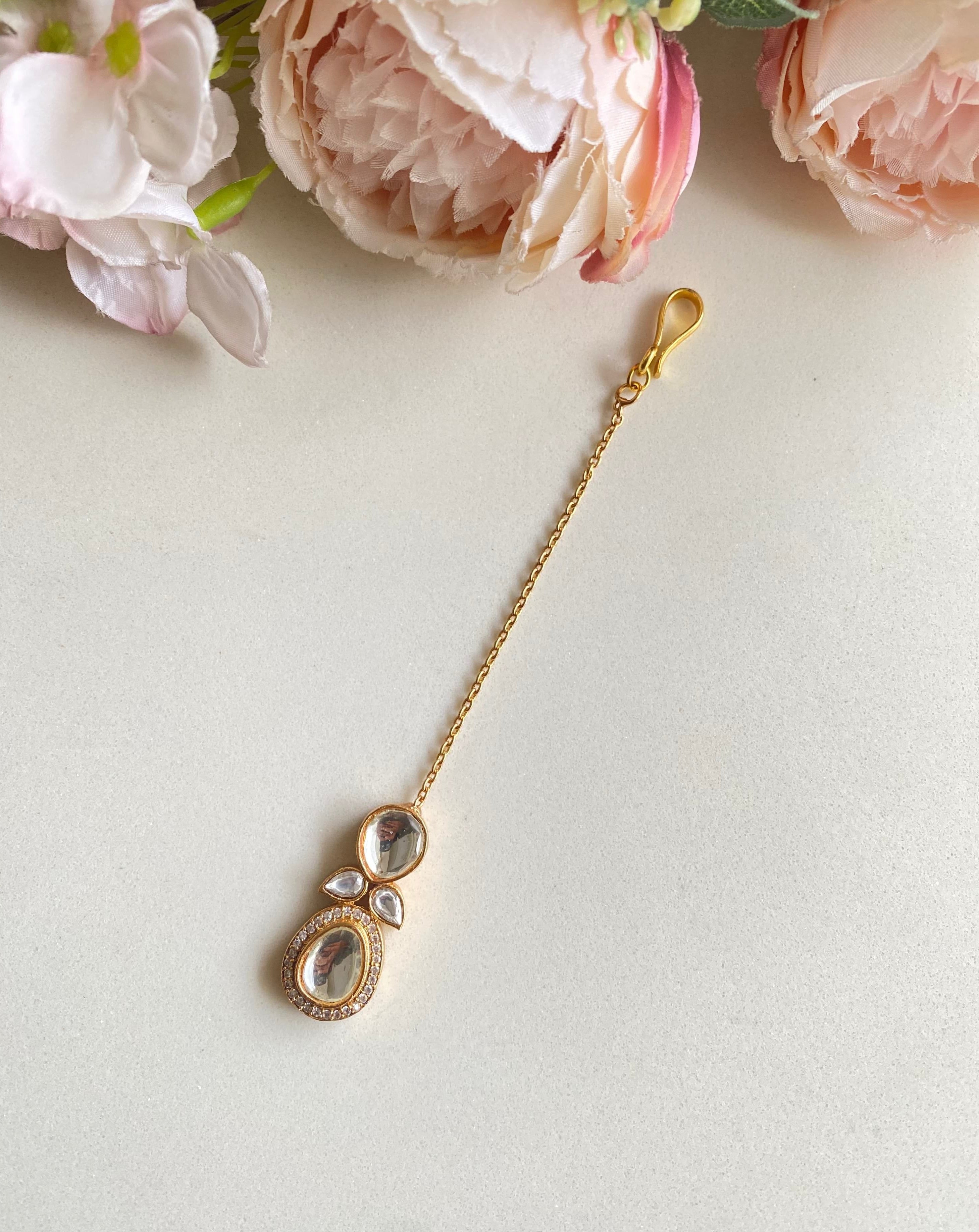 Gold plated Moissanite Tikka