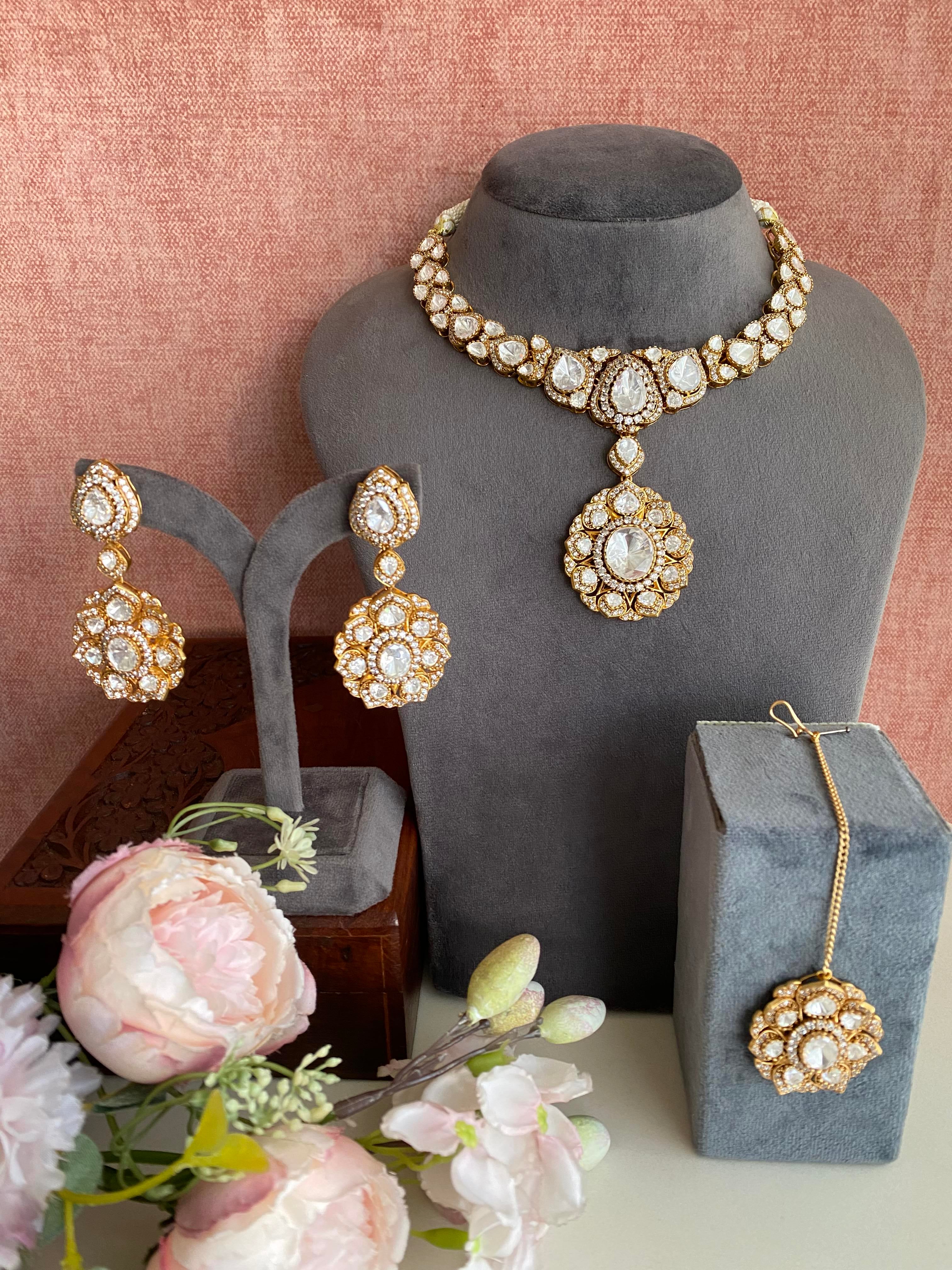 Gold plated Moissanite Necklace set