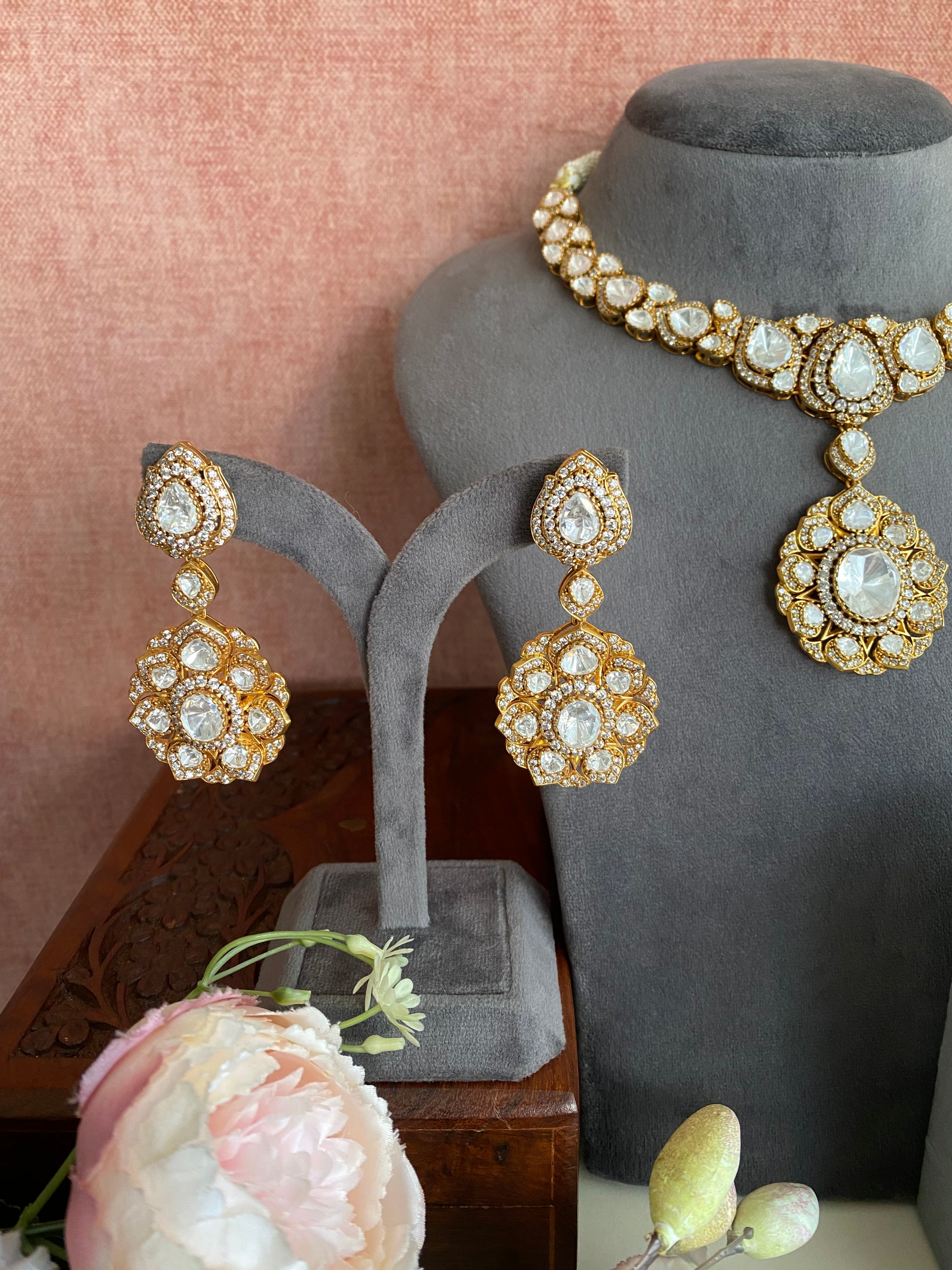 Gold plated Moissanite Necklace set