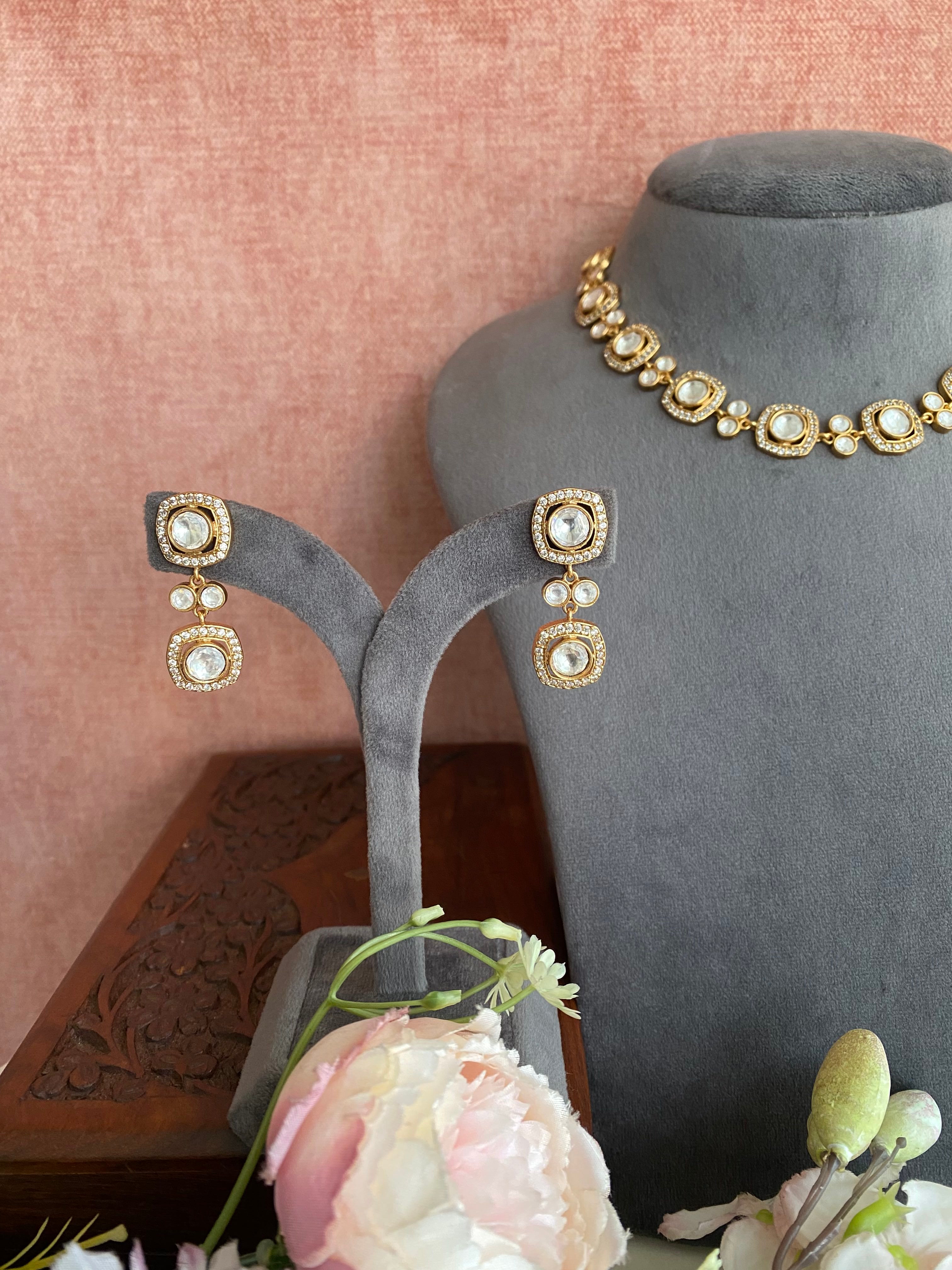 Moissanite Polki Necklace Set