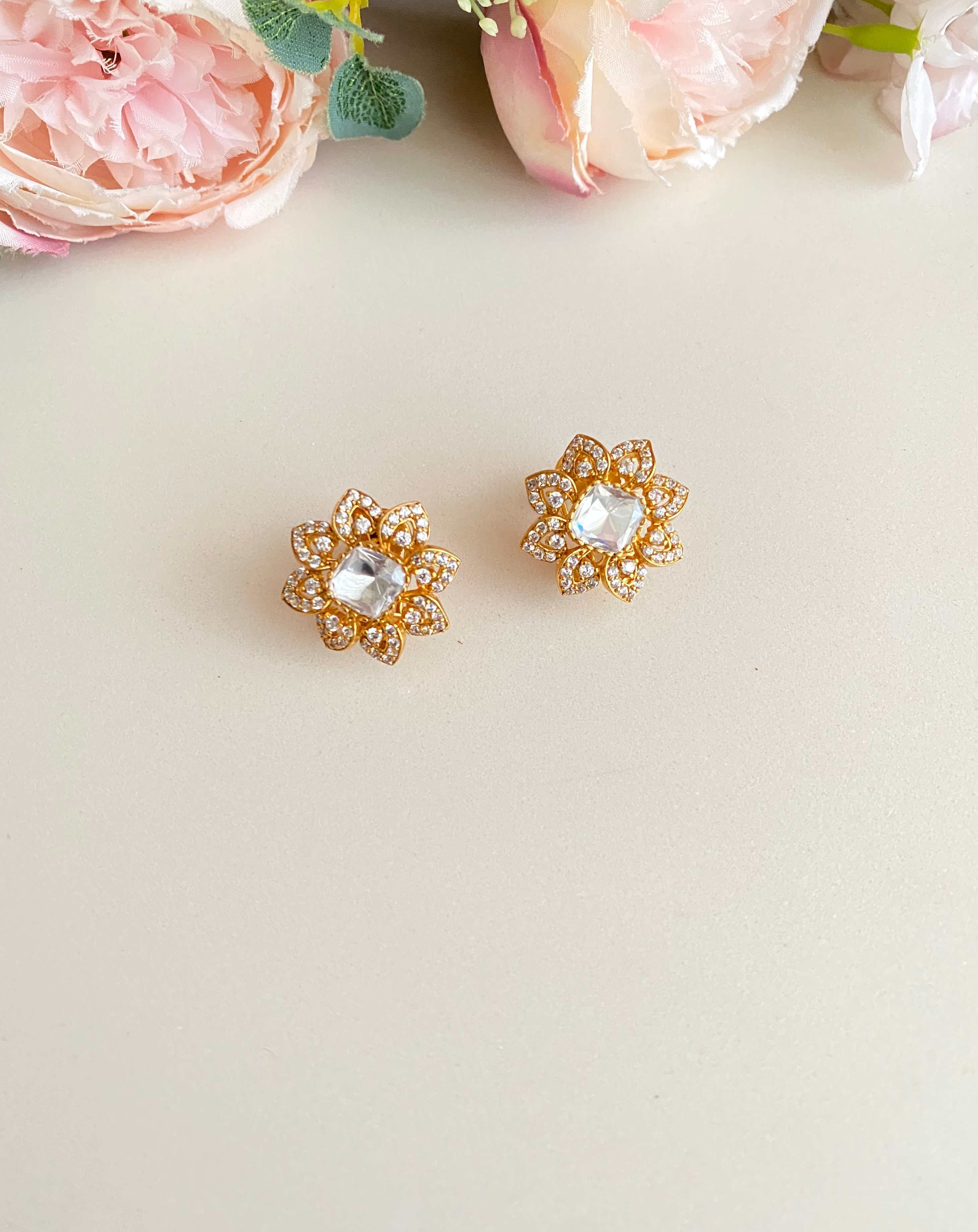 Gold plated Moissanite Studs