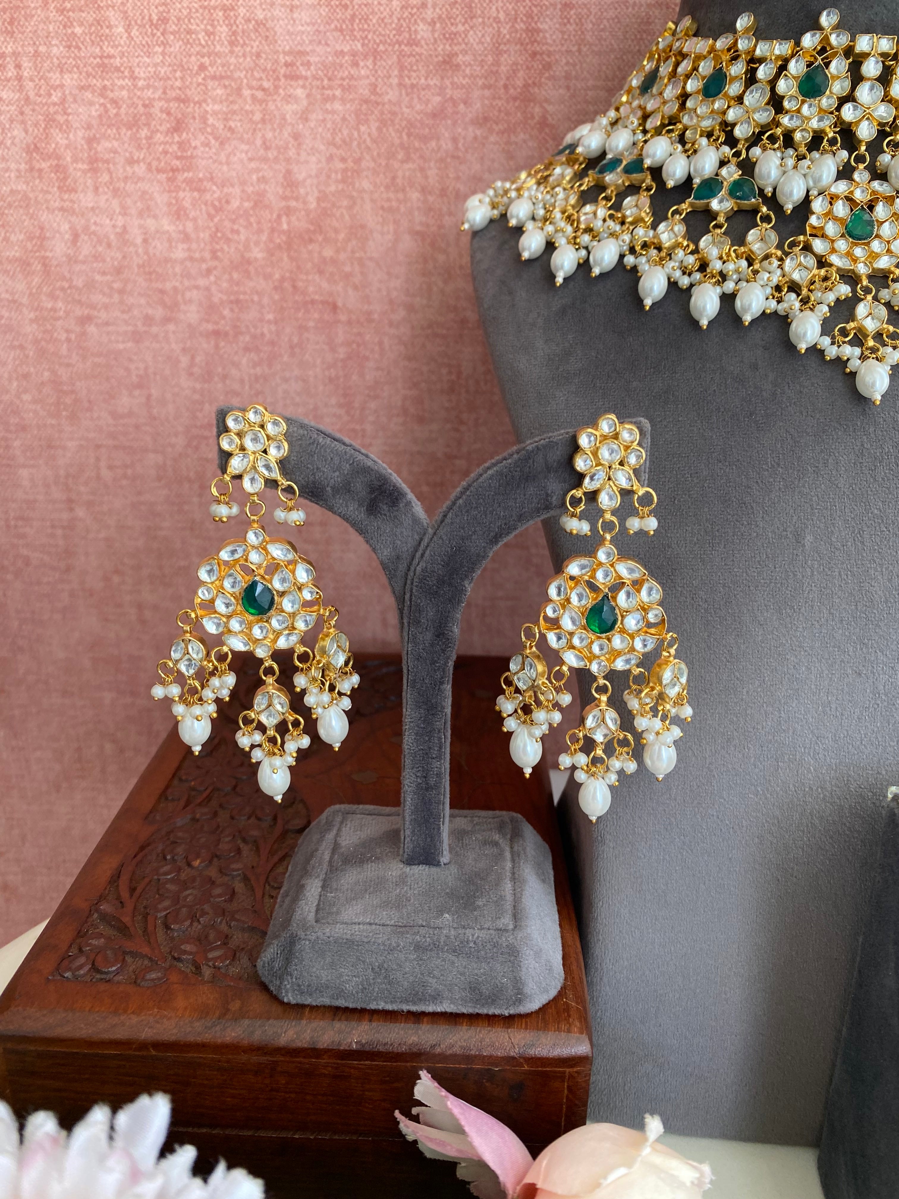 Green Stone Kundan bridal necklace set