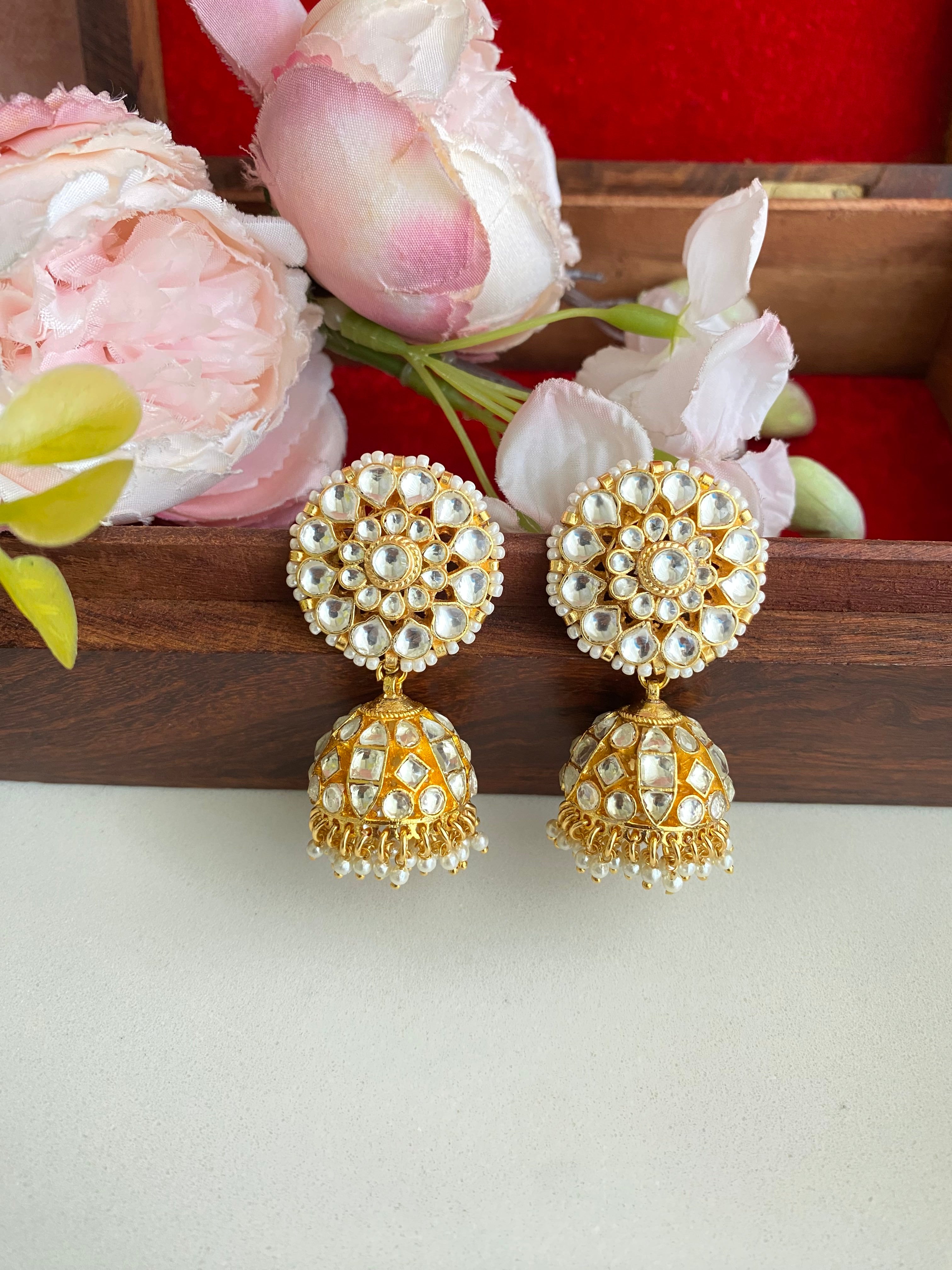 Gold Plated Kundan Jhumka