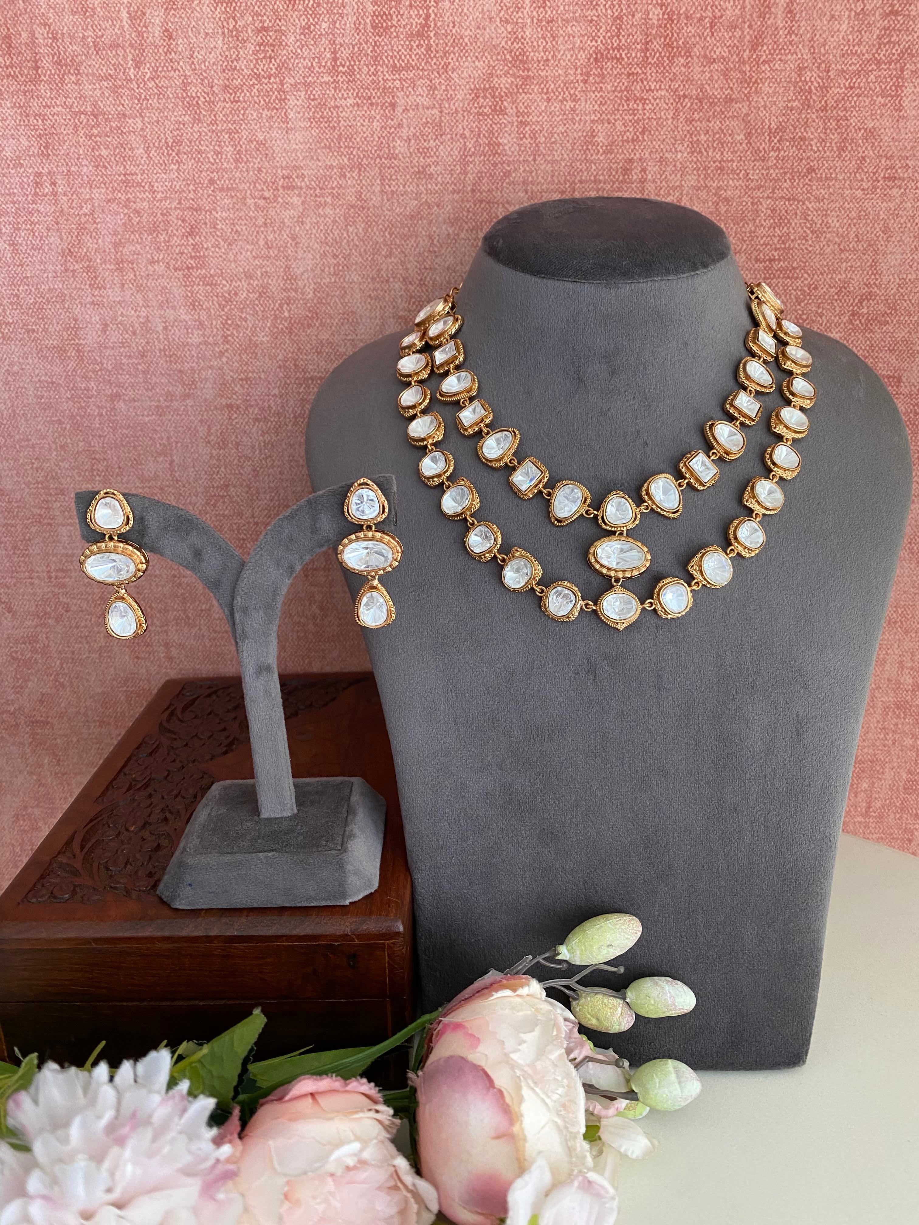 Gold Plated Double Line Necklace Set