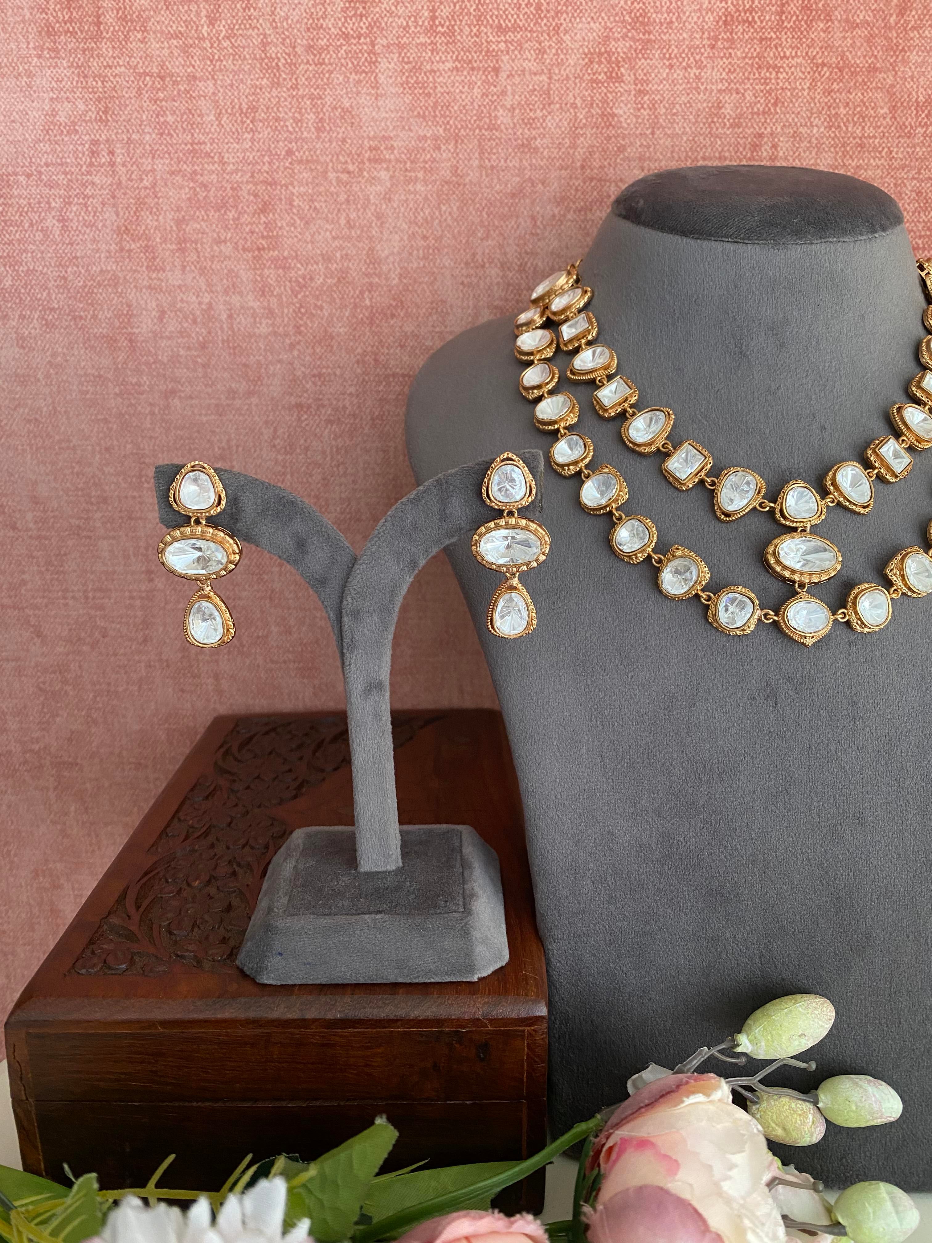 Gold Plated Double Line Necklace Set