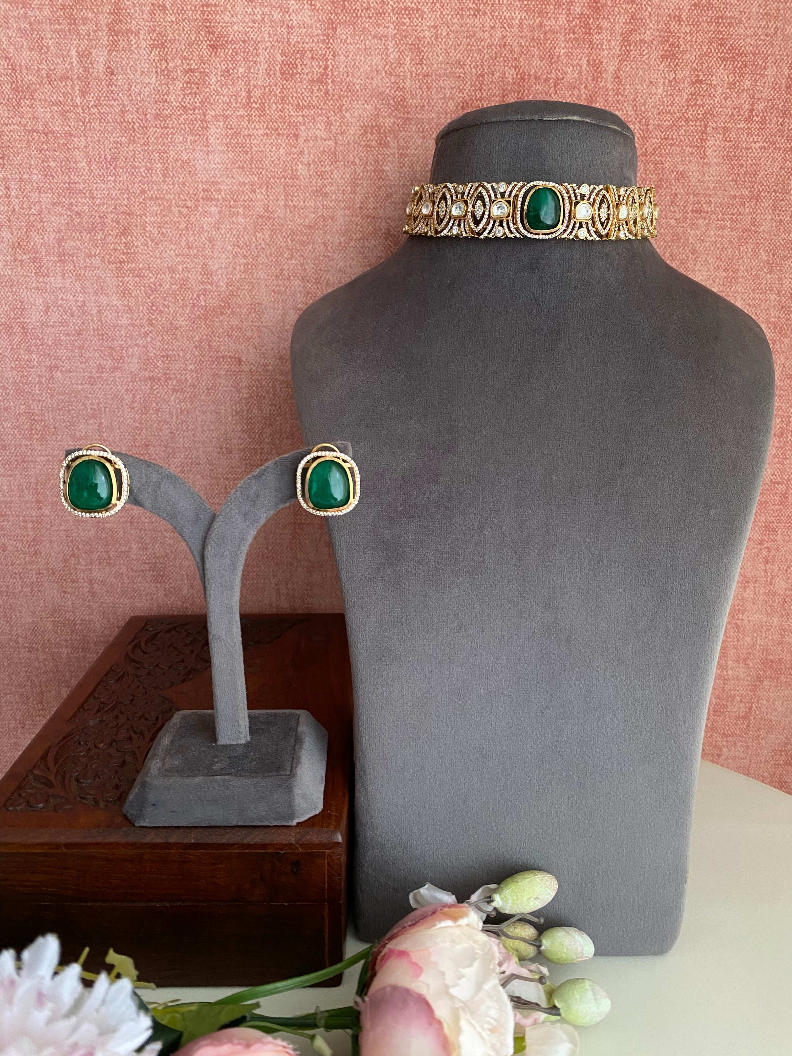 Gold plated Moissanite Choker Sets