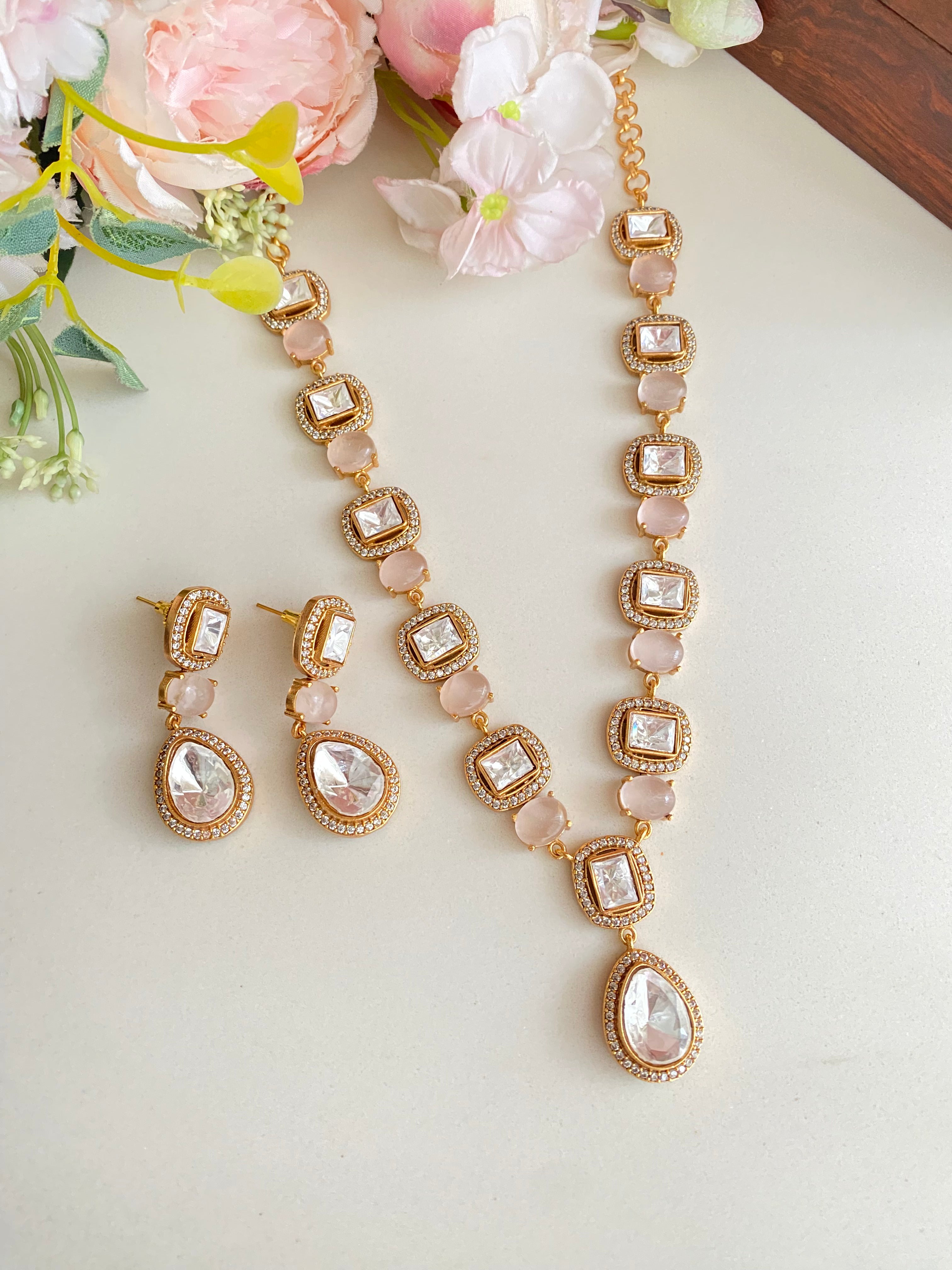 Gold plated Long Necklace Set