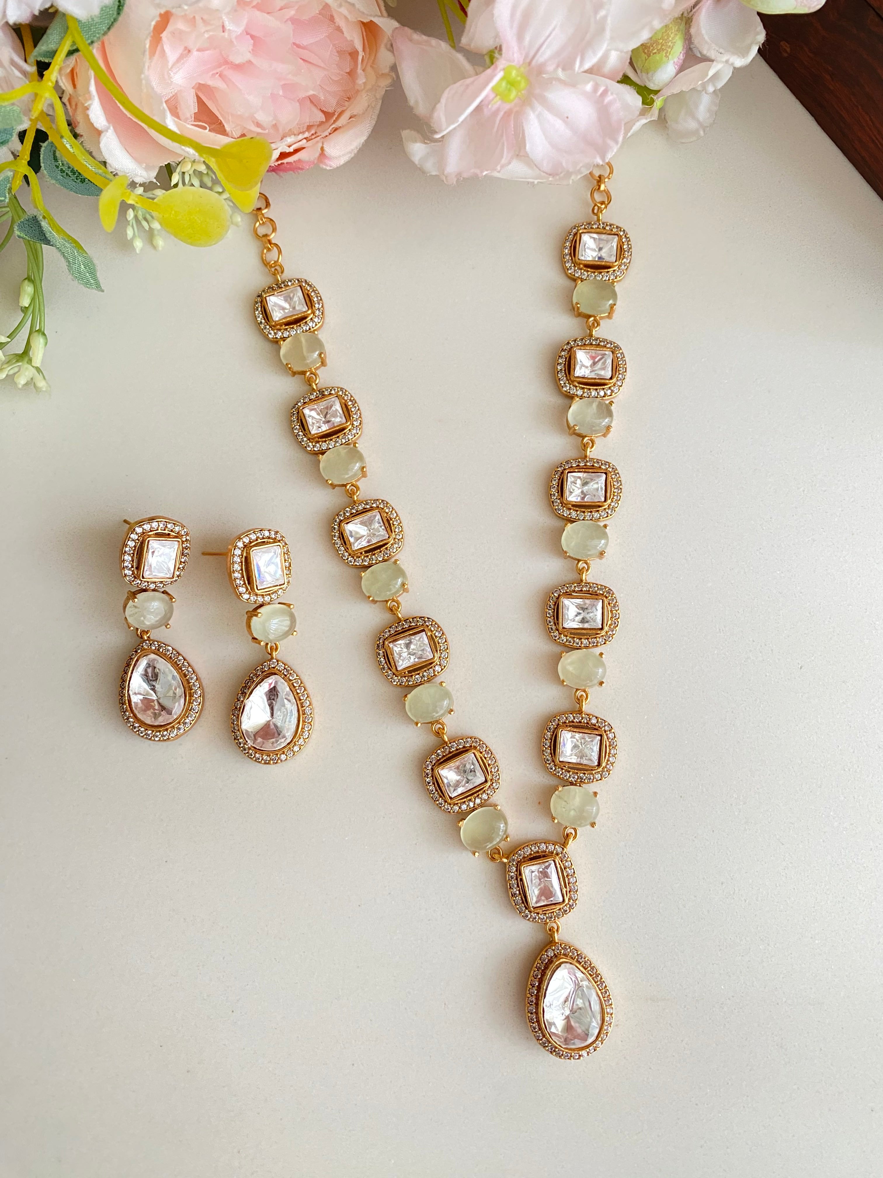 Gold plated Long Necklace Set