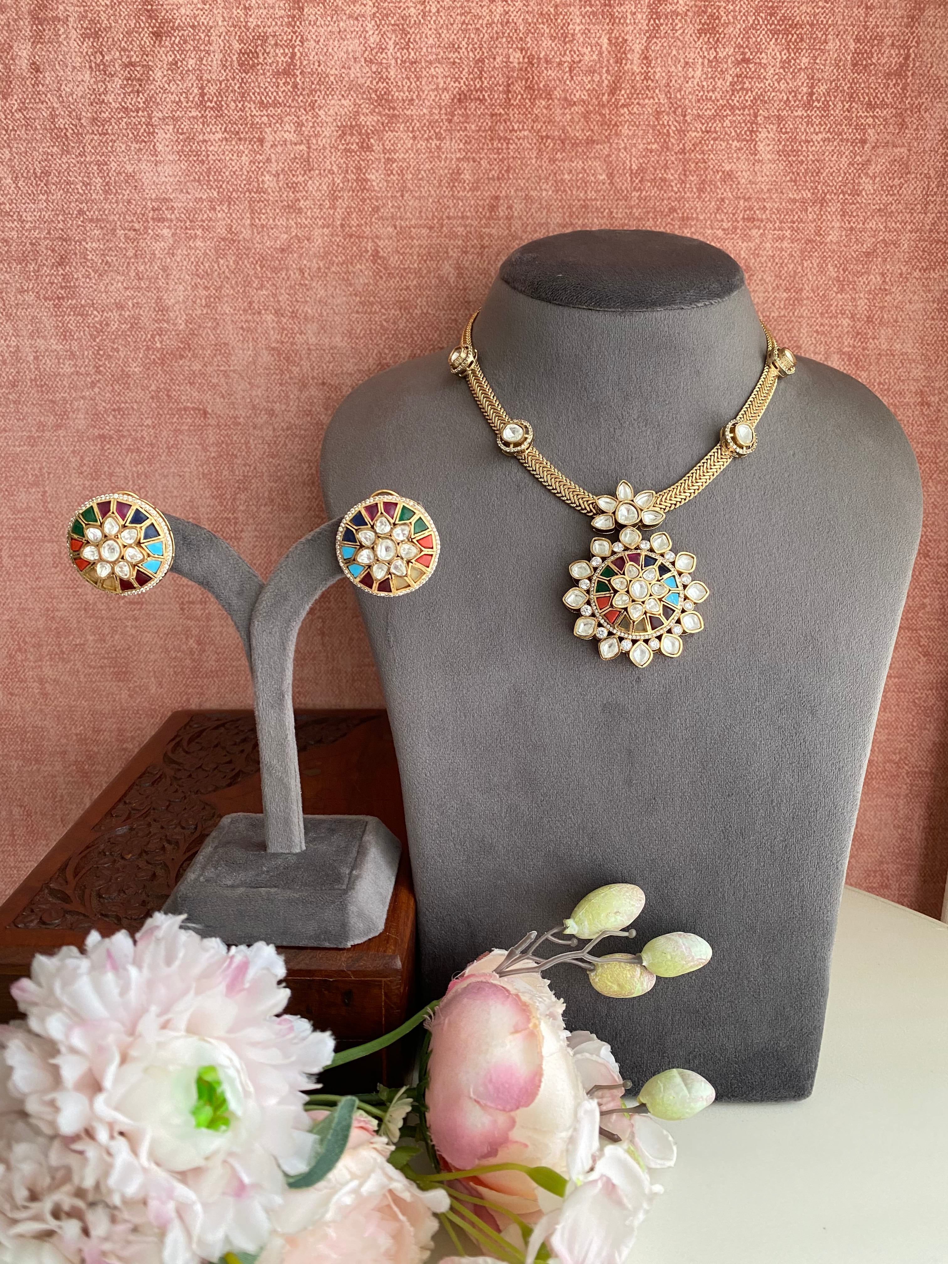 Gold plated Moissanite Necklace set