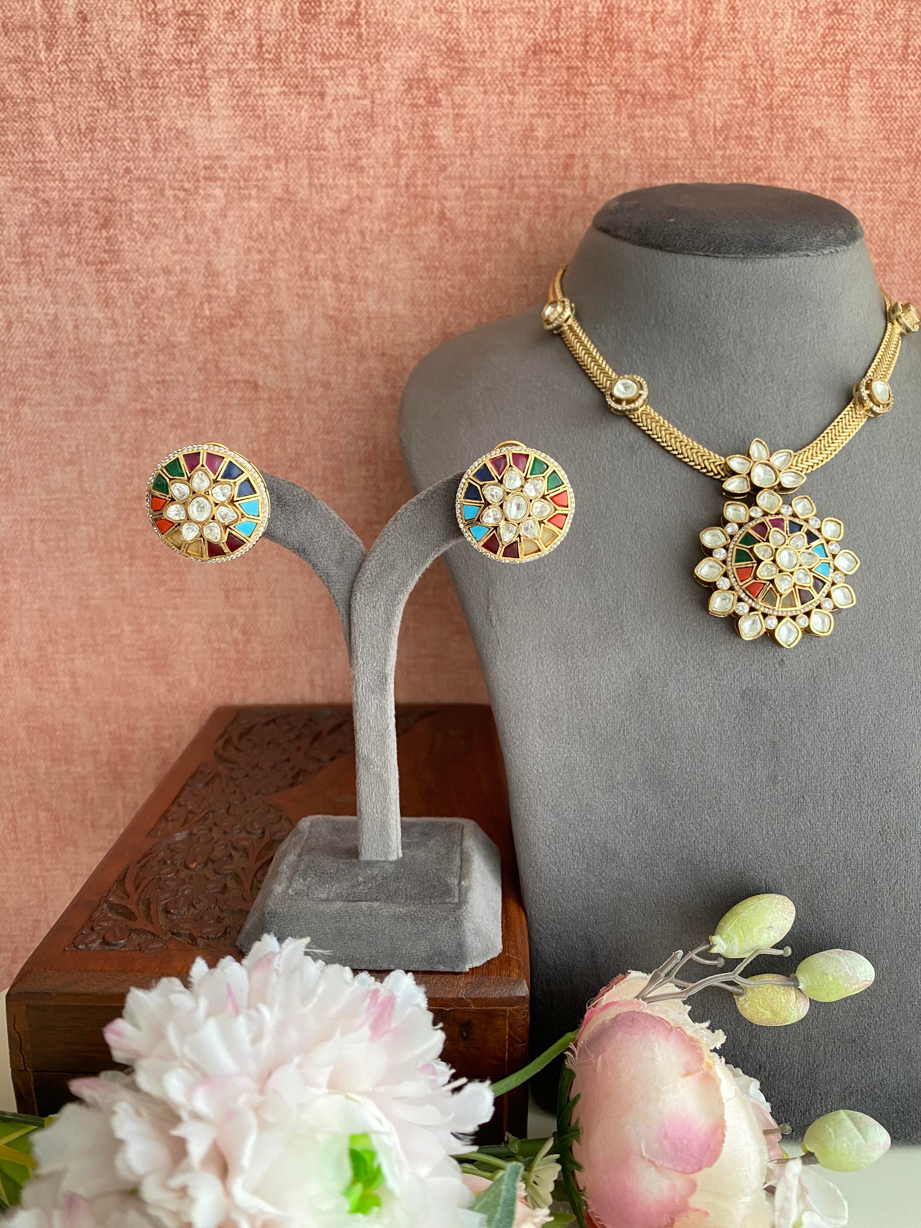 Gold plated Moissanite Necklace set