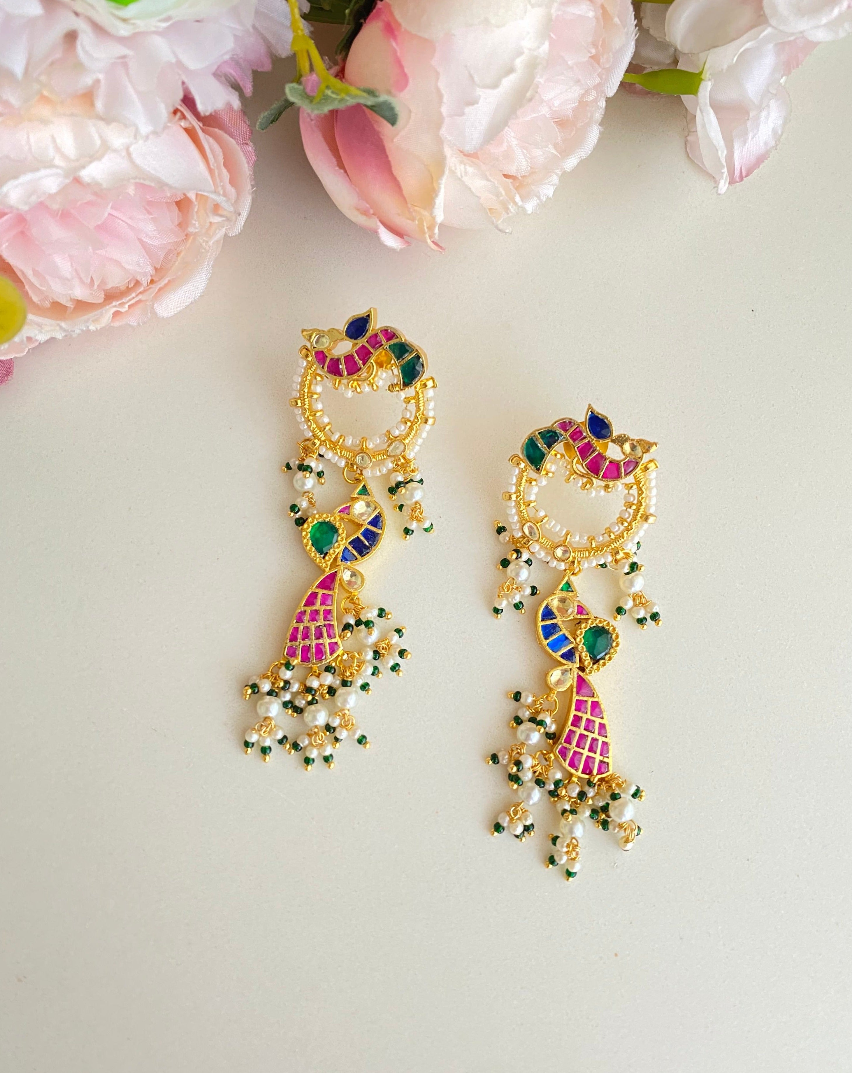 Peacock Kundan Earring