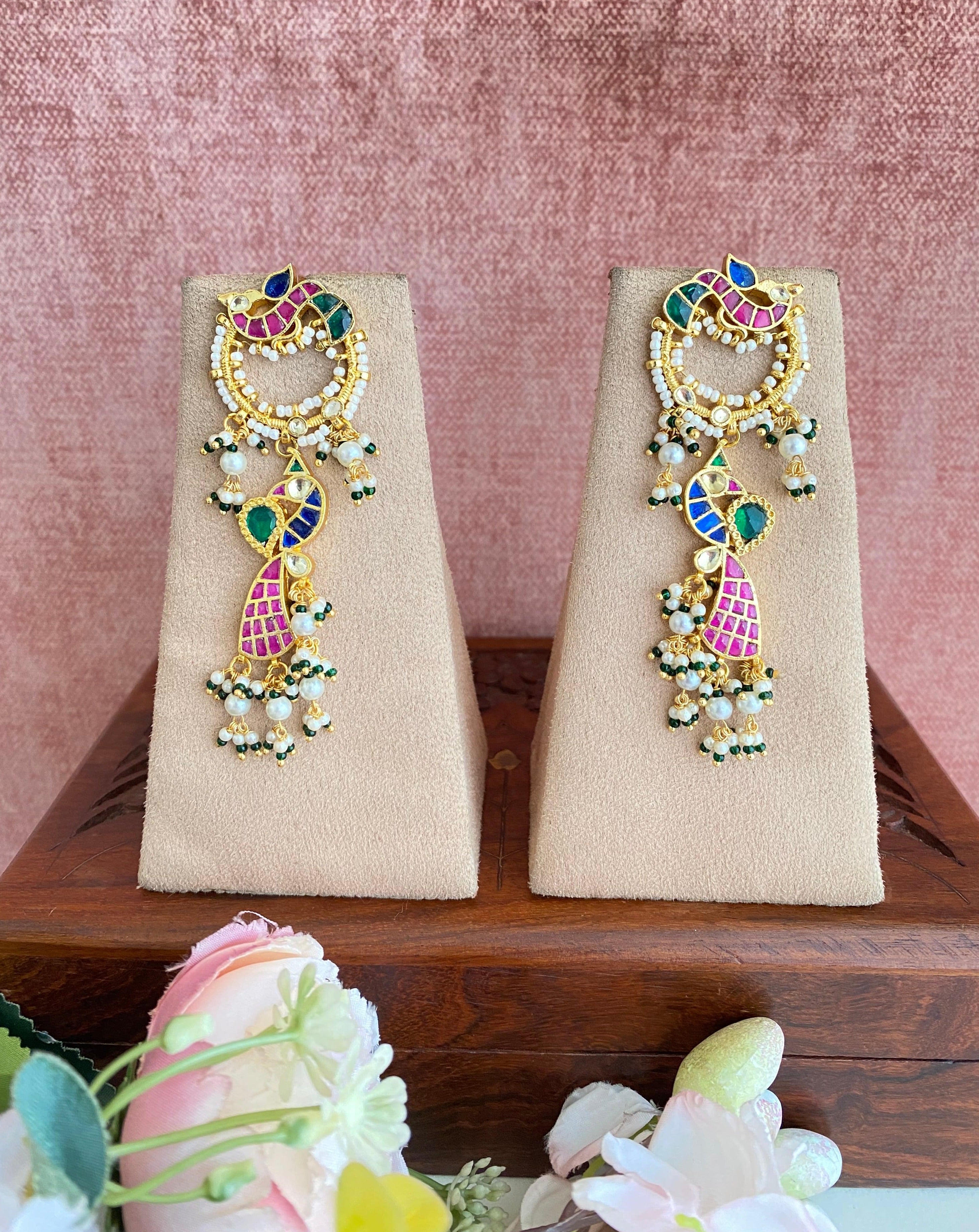 Peacock Kundan Earring