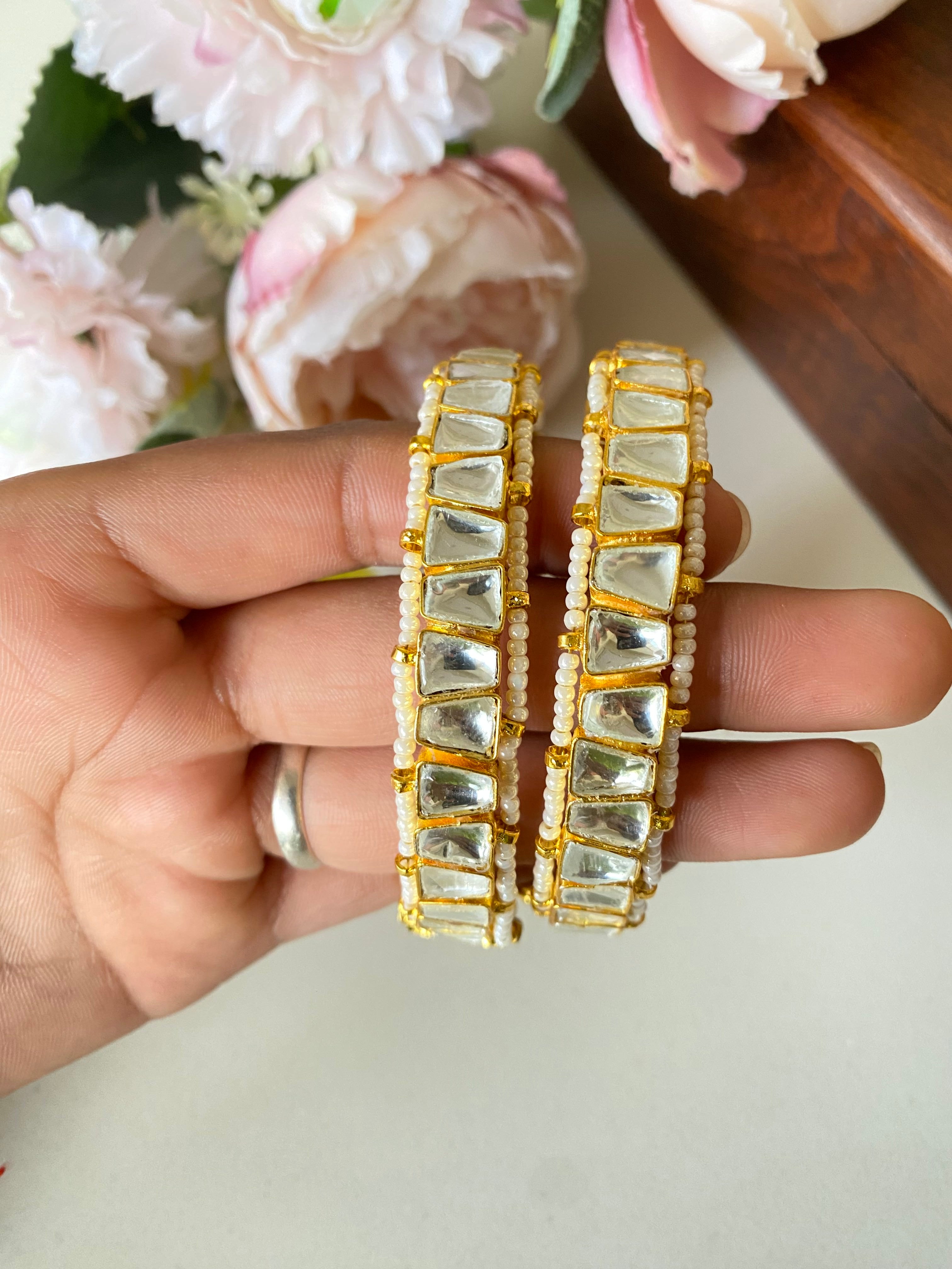 Gold plated Kundan Bangle