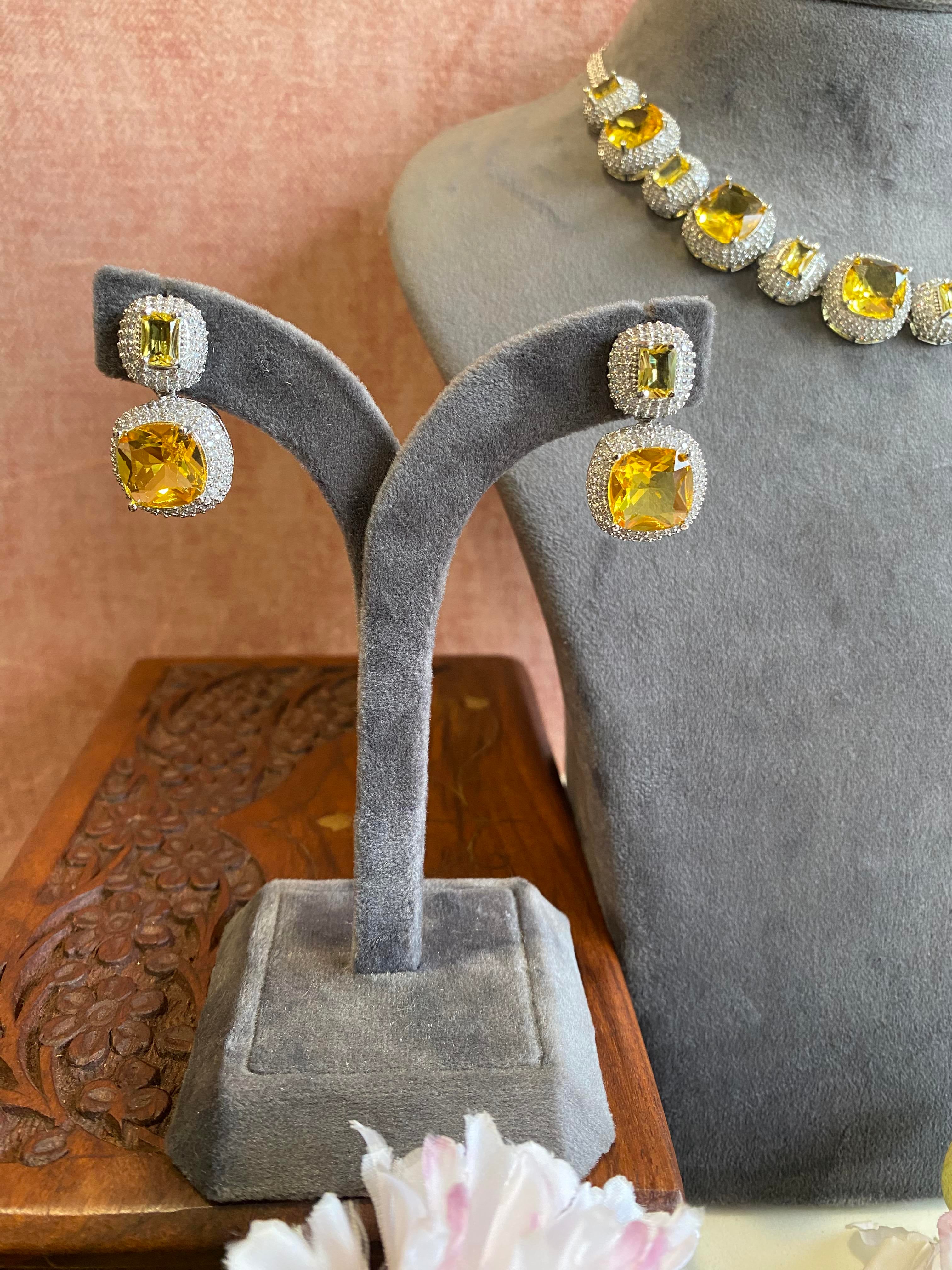Citrine and Diamond Necklace set