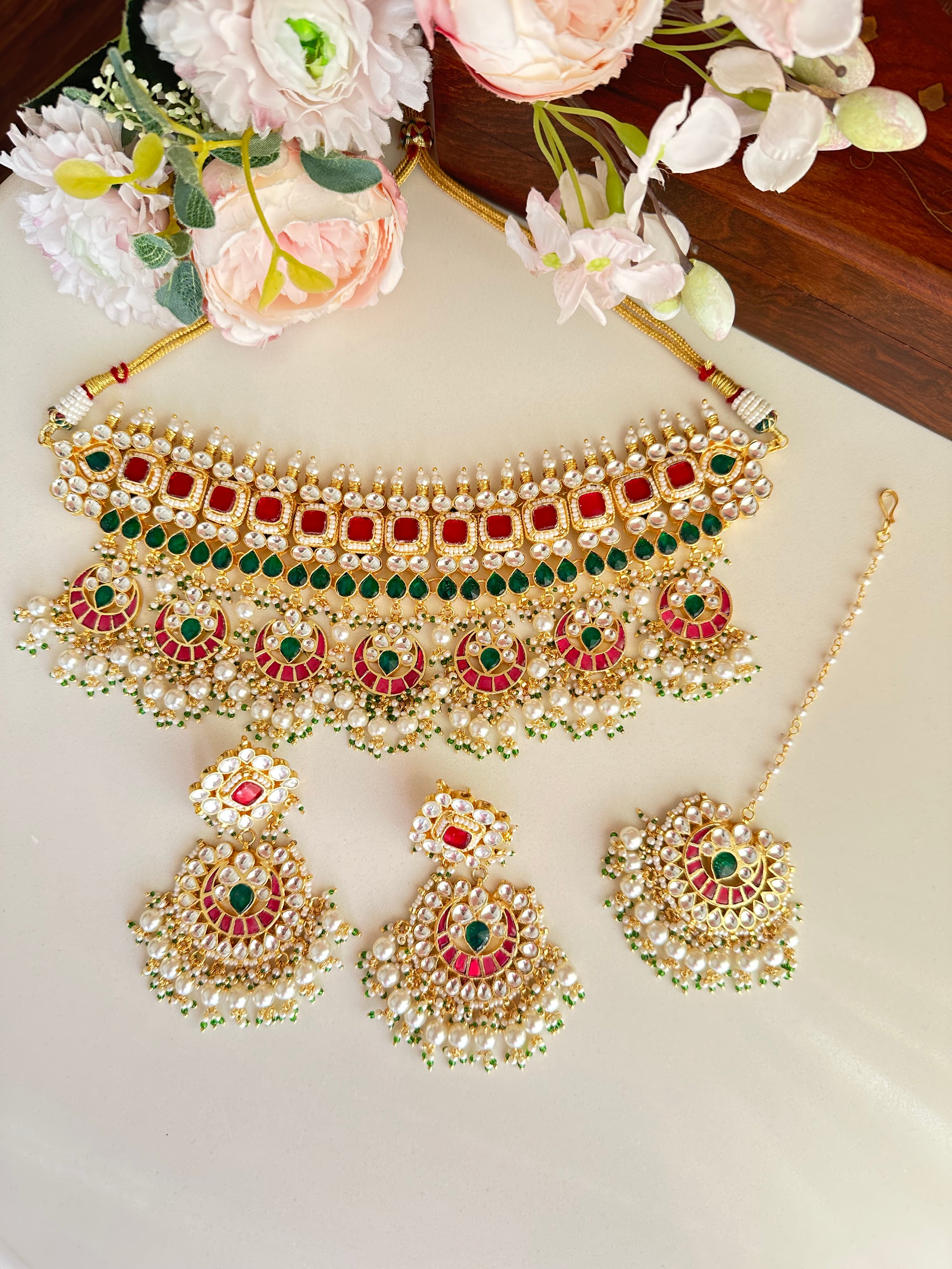 Kundan Bridal Choker set in pearl