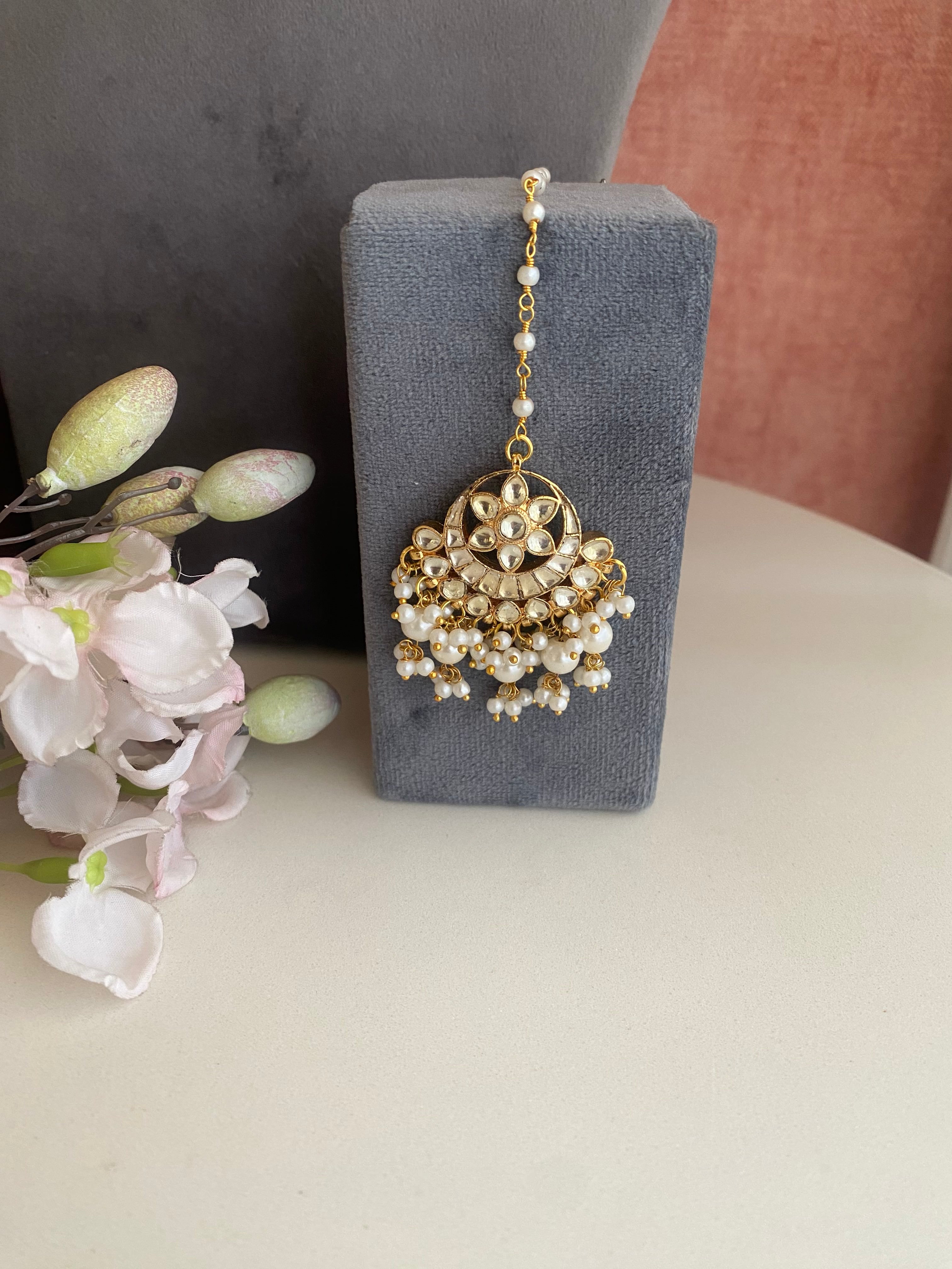 Kundan Gold plated Bridal set in Pearl