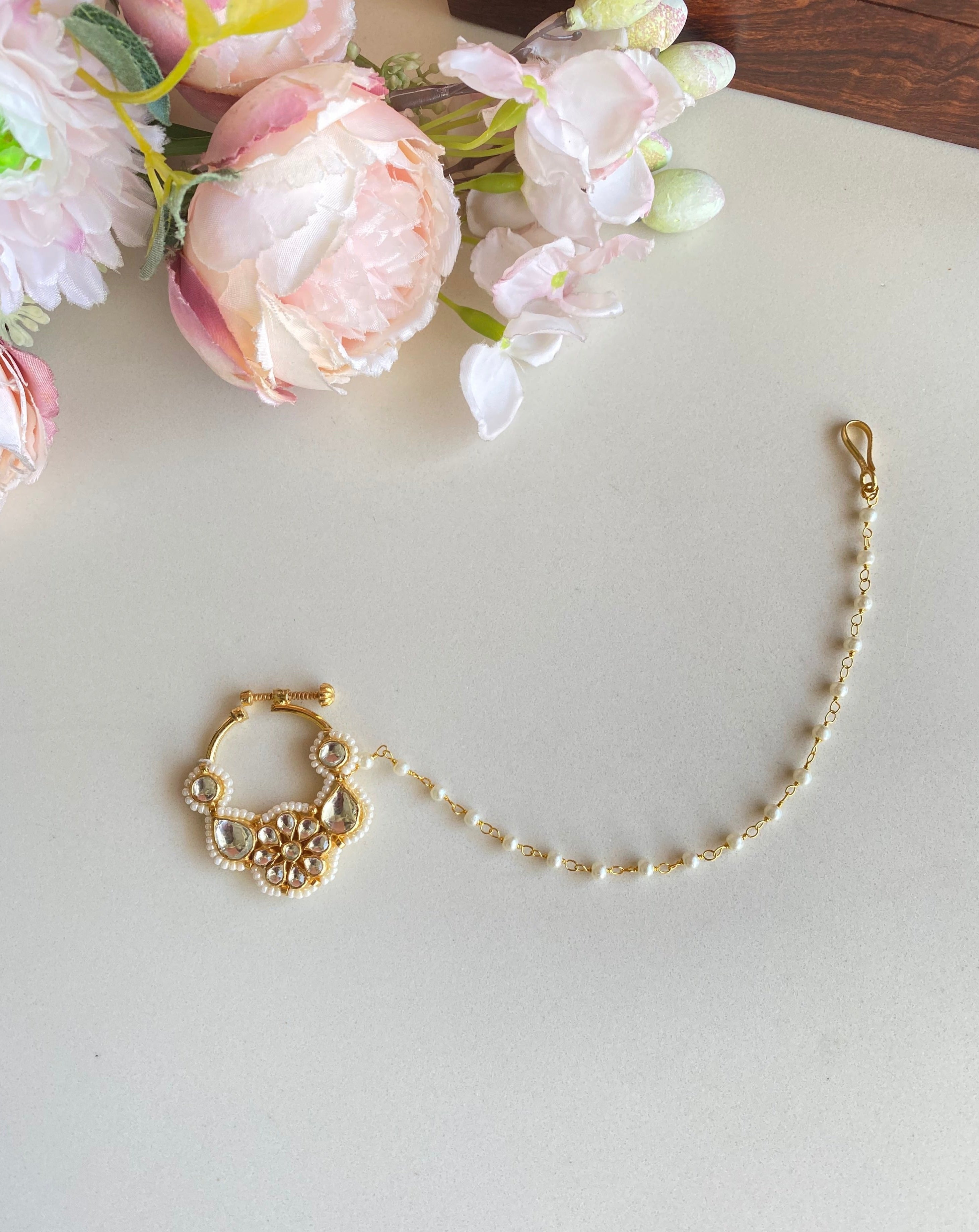 Gold plated Kundan Nose Ring
