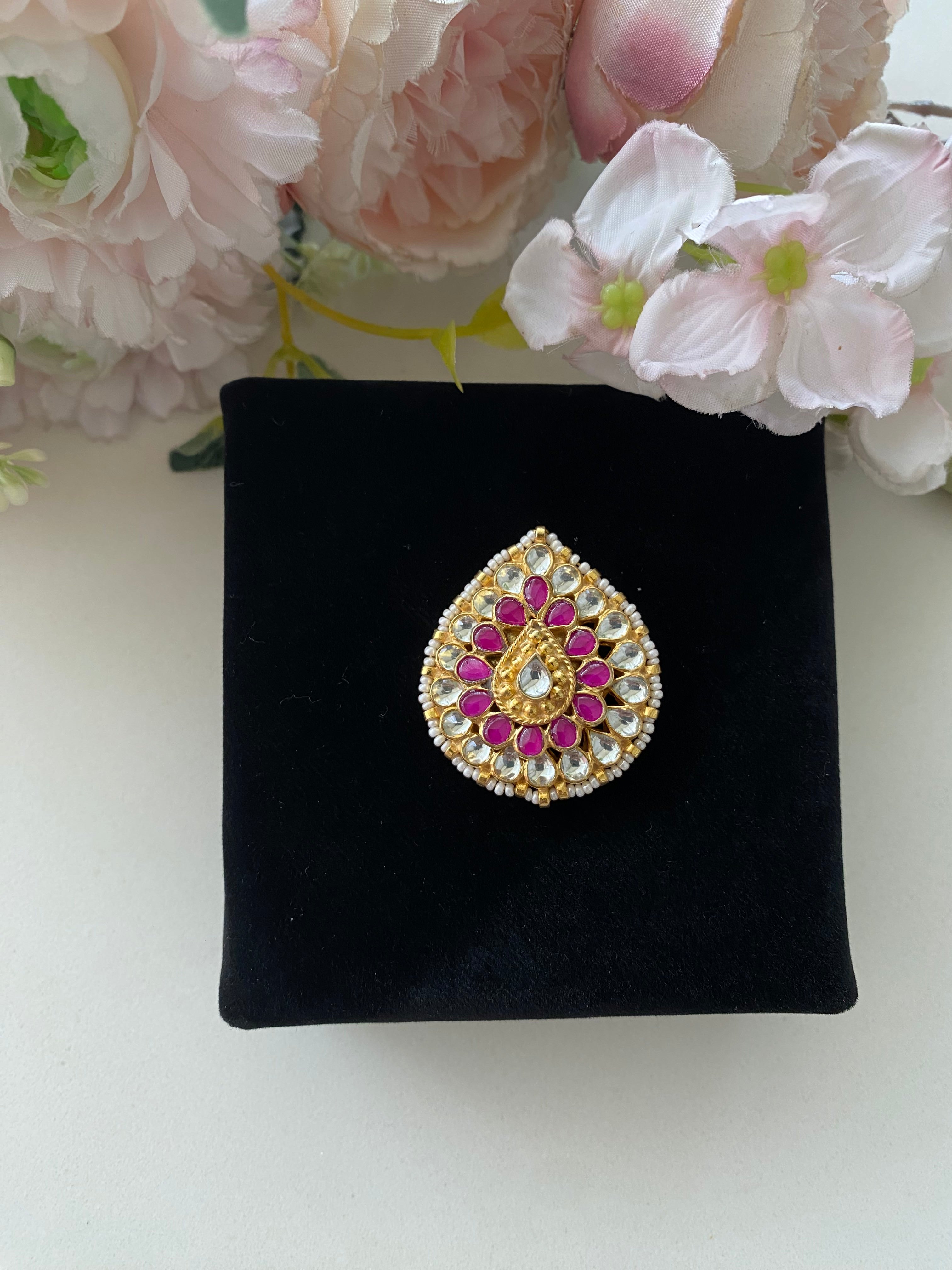 Gold plated Kundan Ring