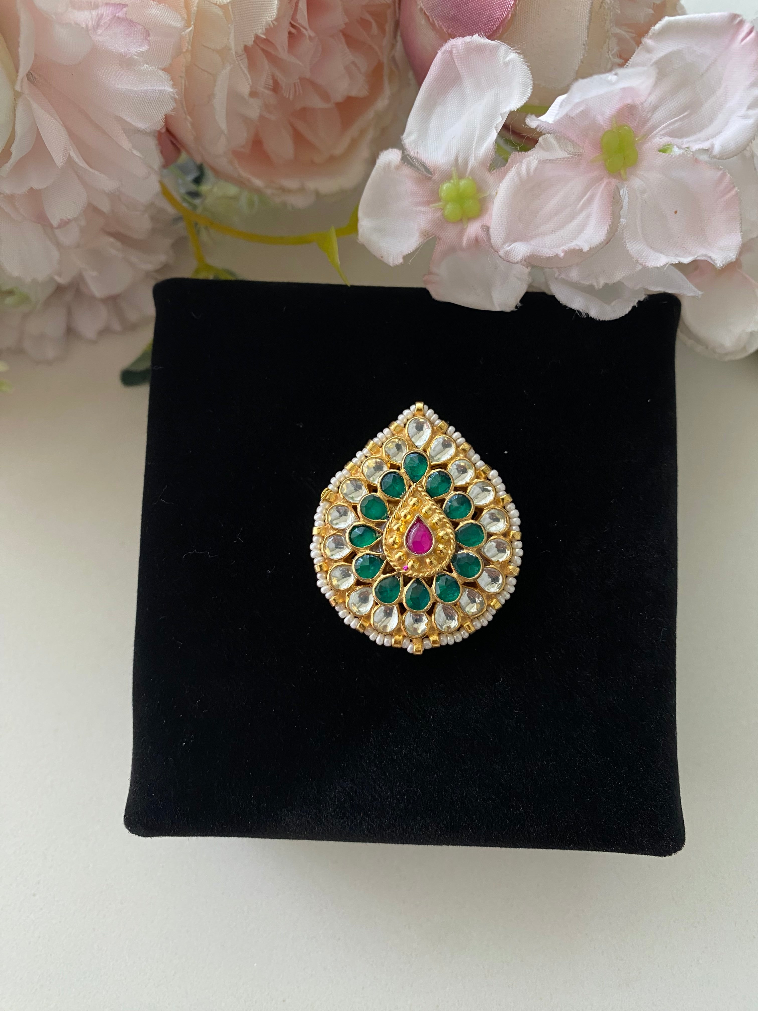 Gold plated Kundan Ring