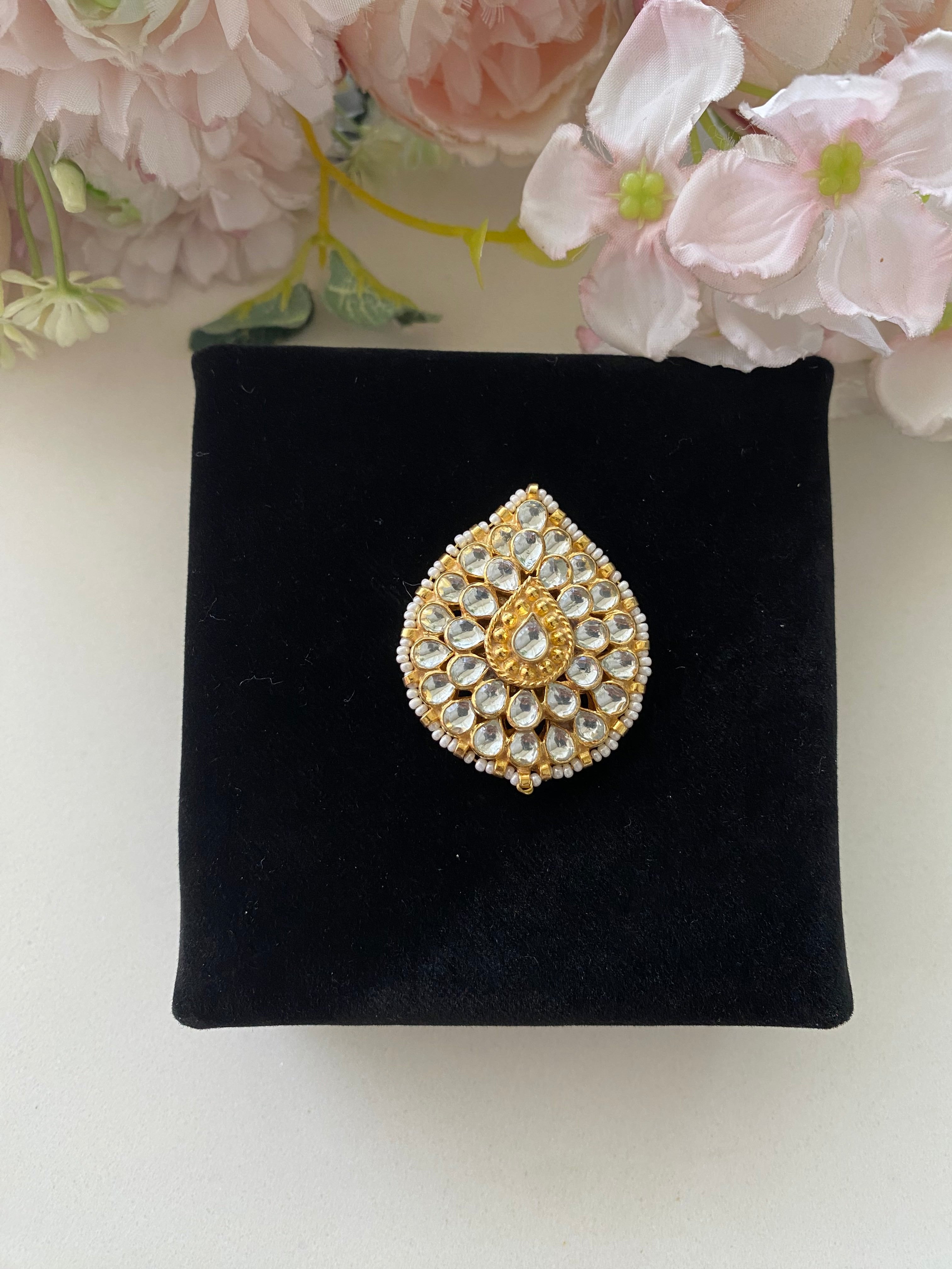 Gold plated Kundan Ring