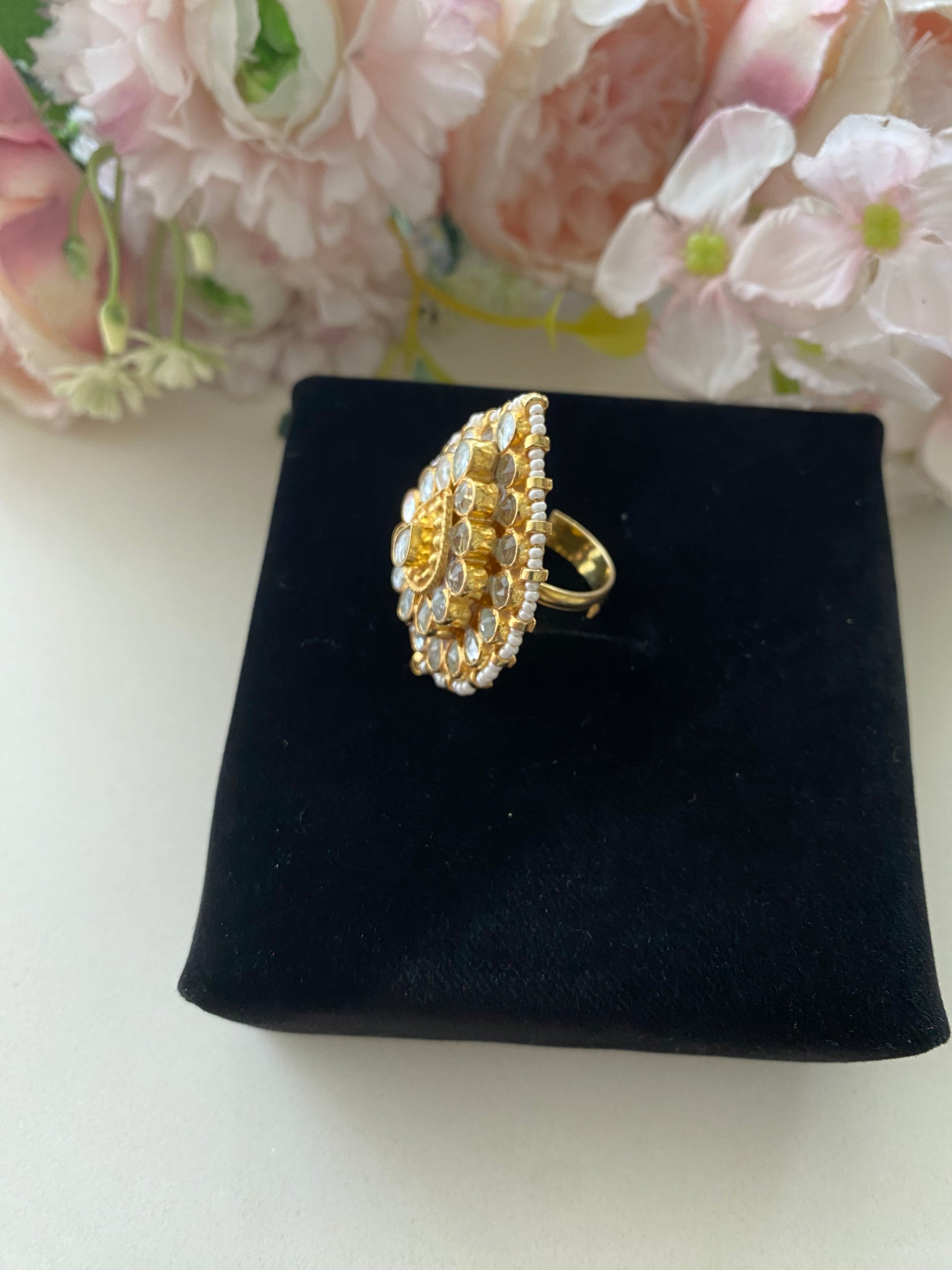 Gold plated Kundan Ring