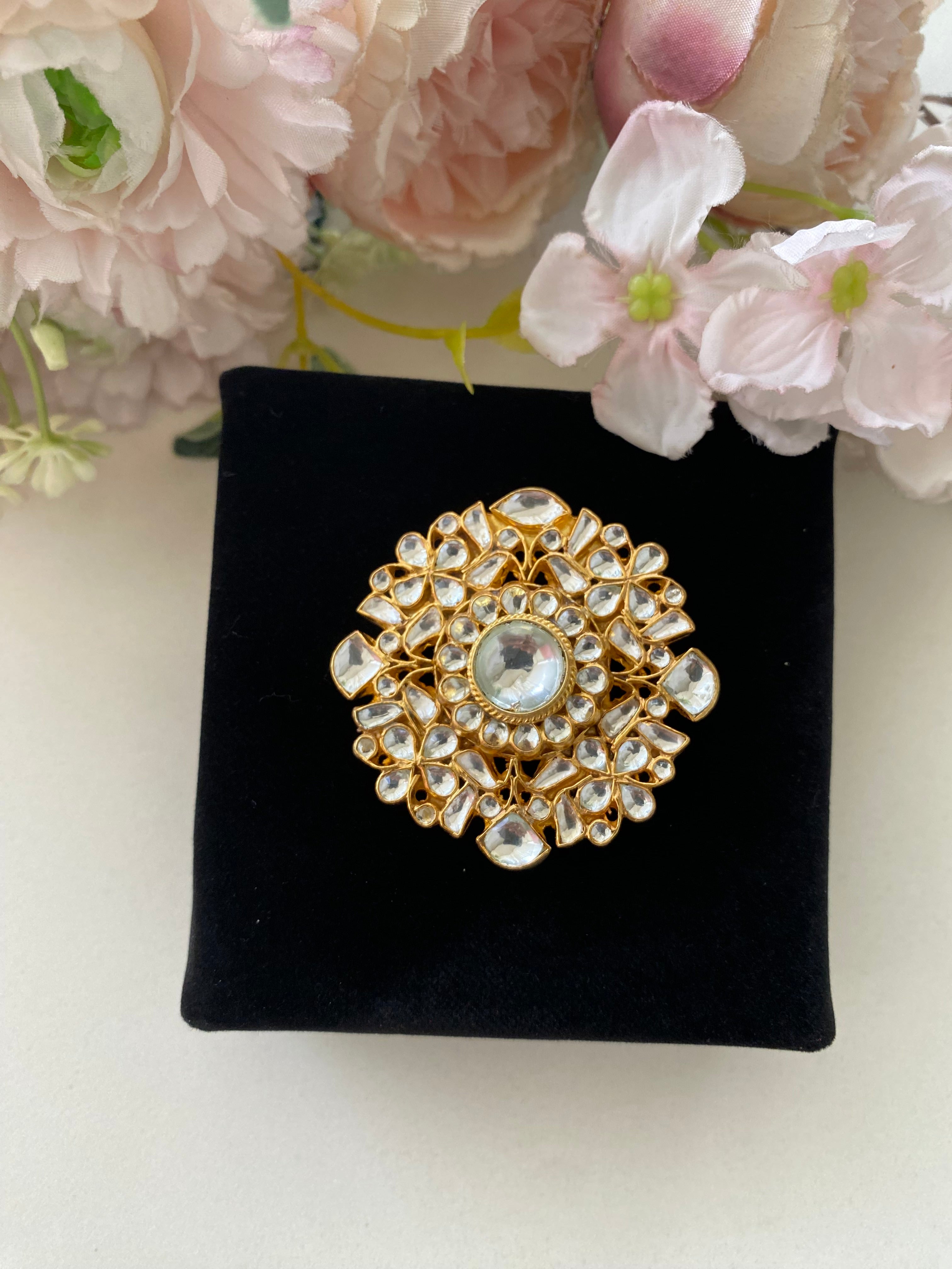 Gold plated Kundan Ring
