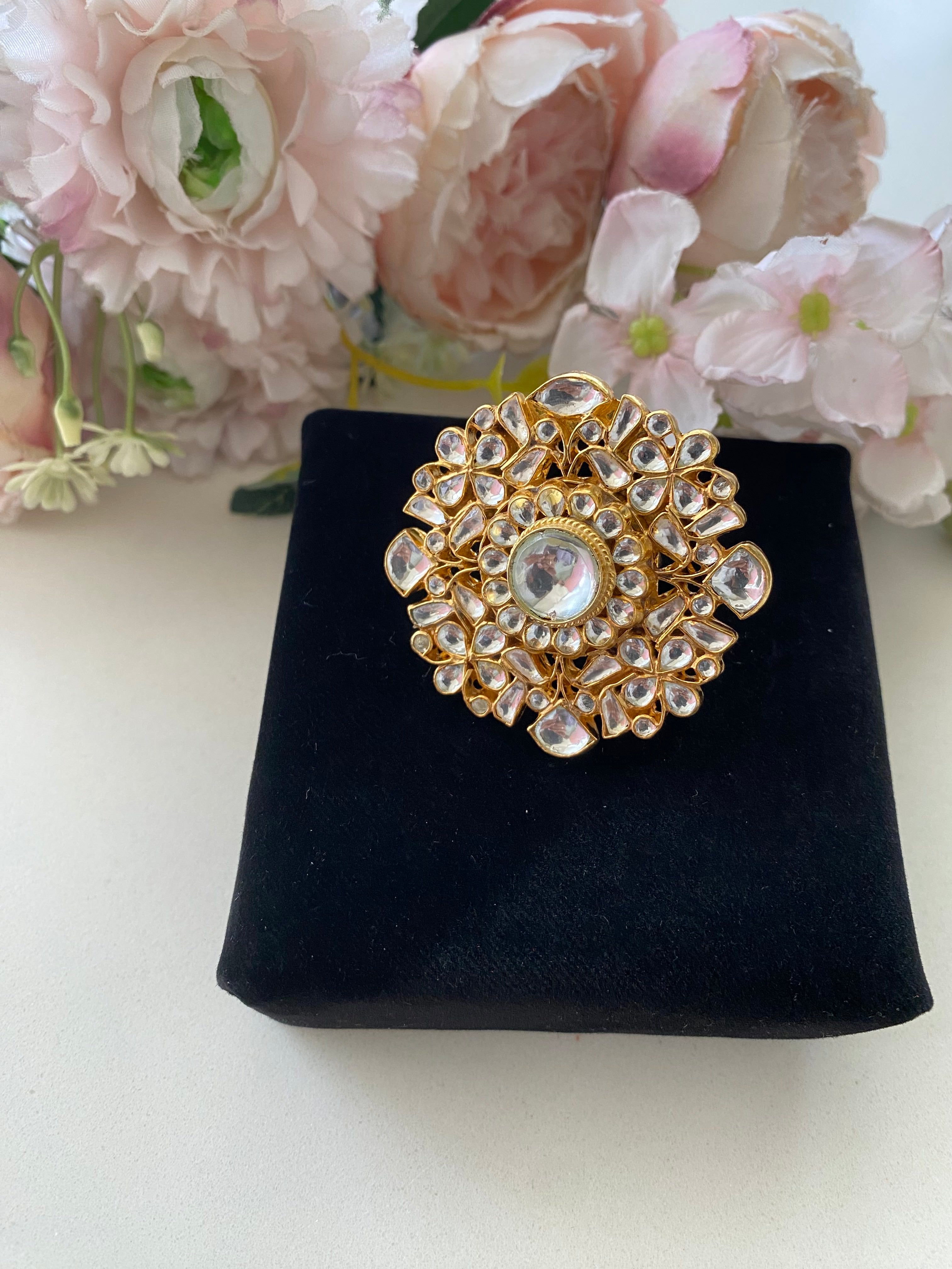 Gold plated Kundan Ring