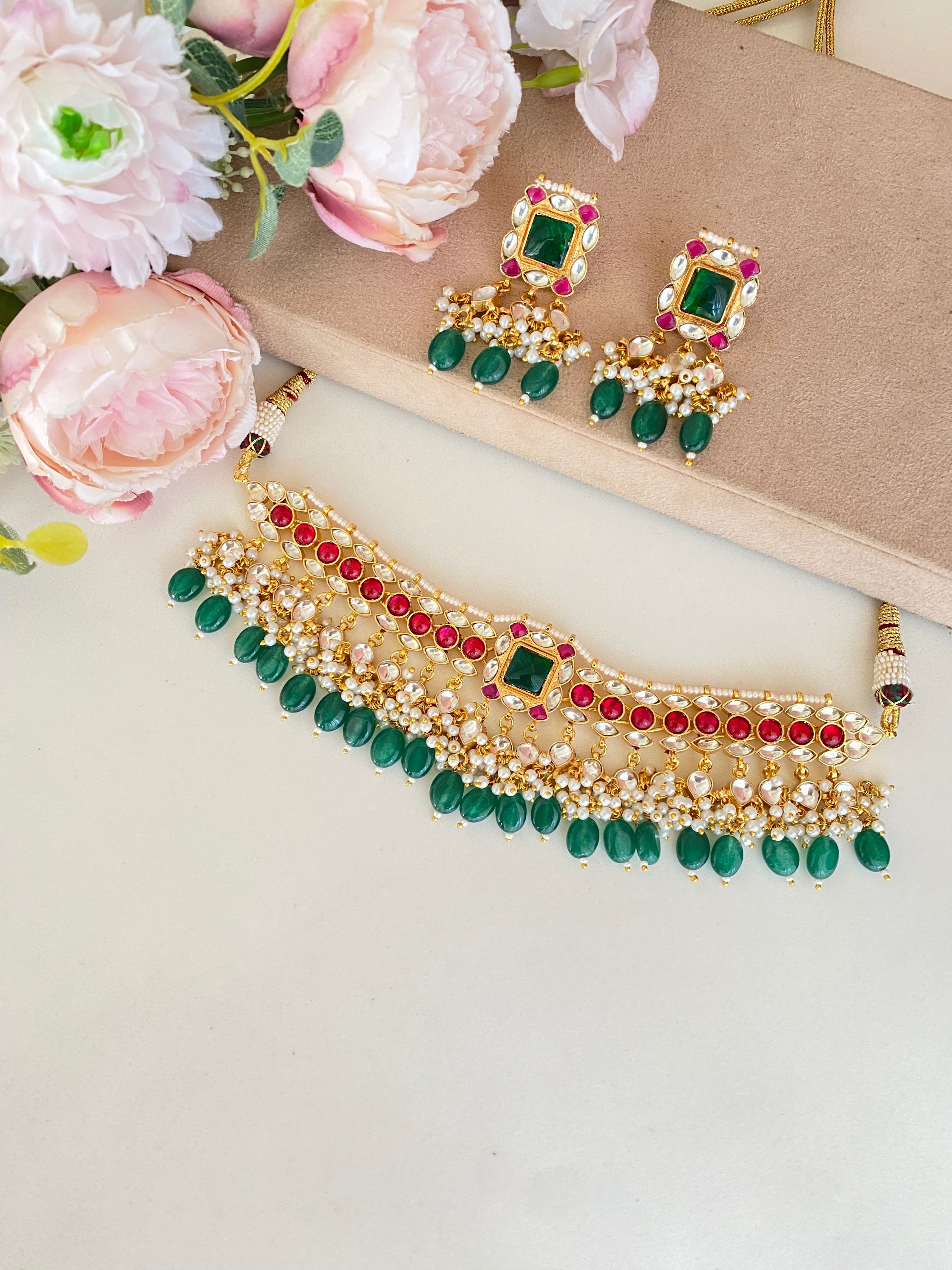 Pink Kundan Necklace set
