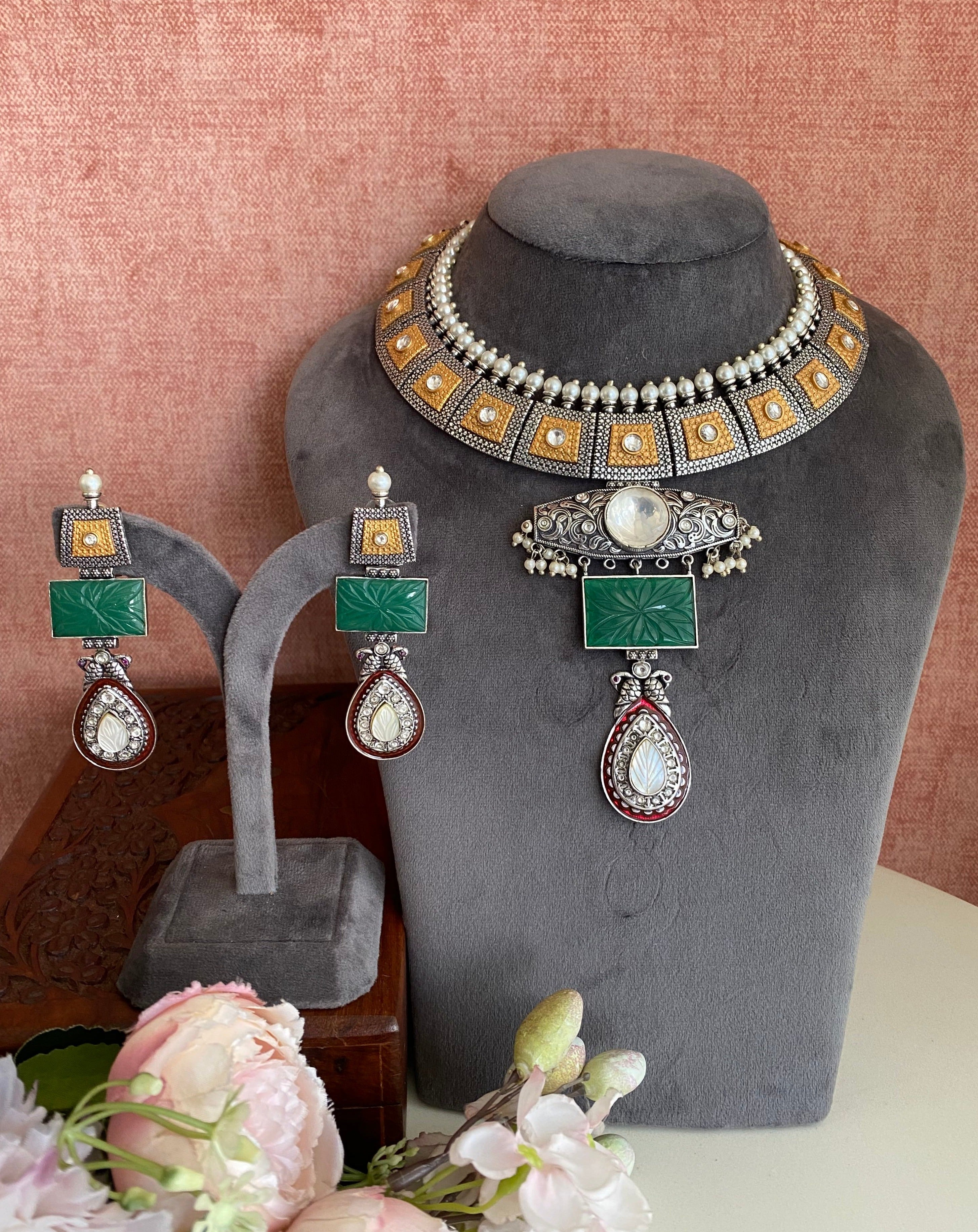 Oxidised necklace set