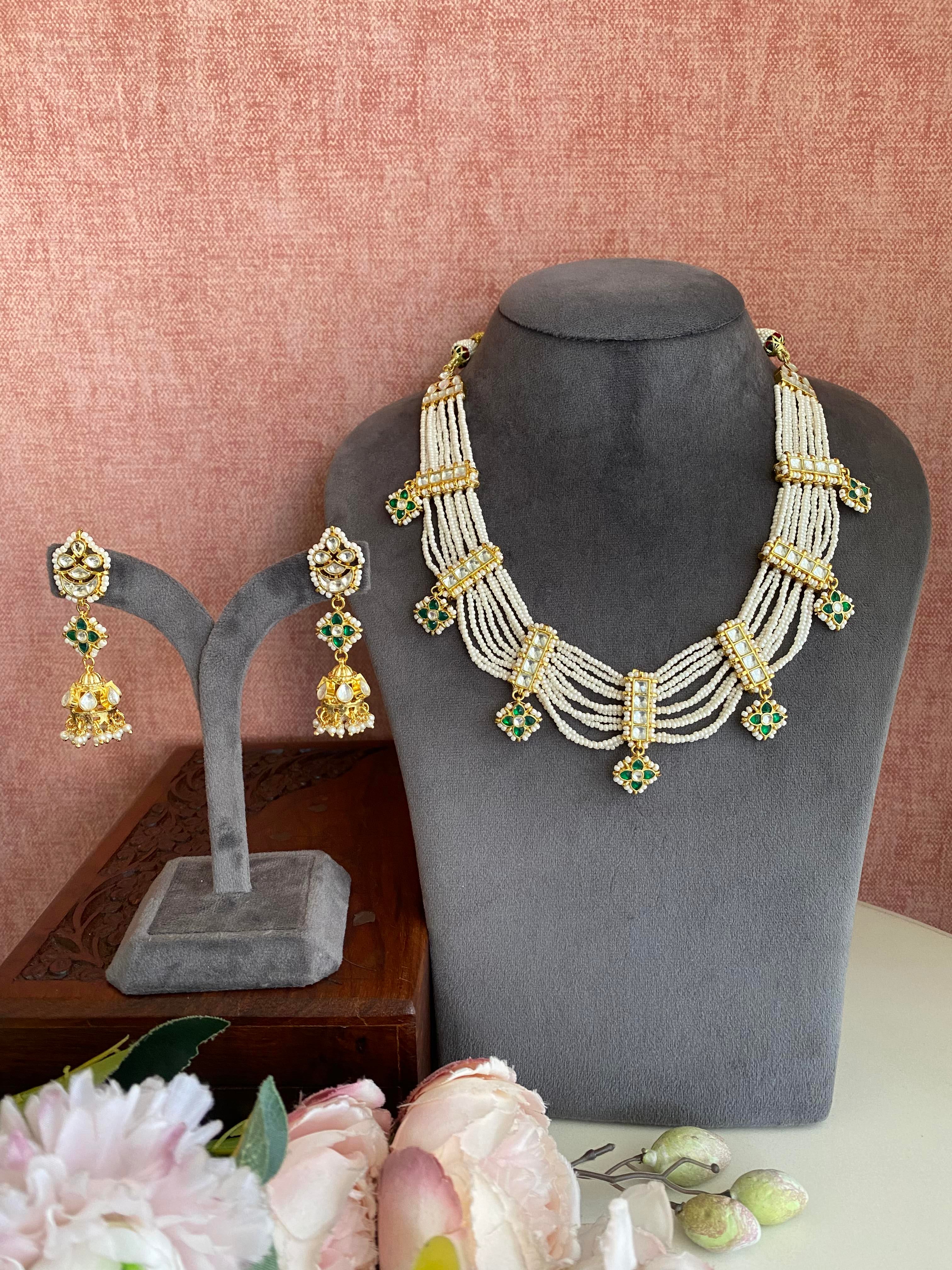 Gold plated Pearl Long necklace set