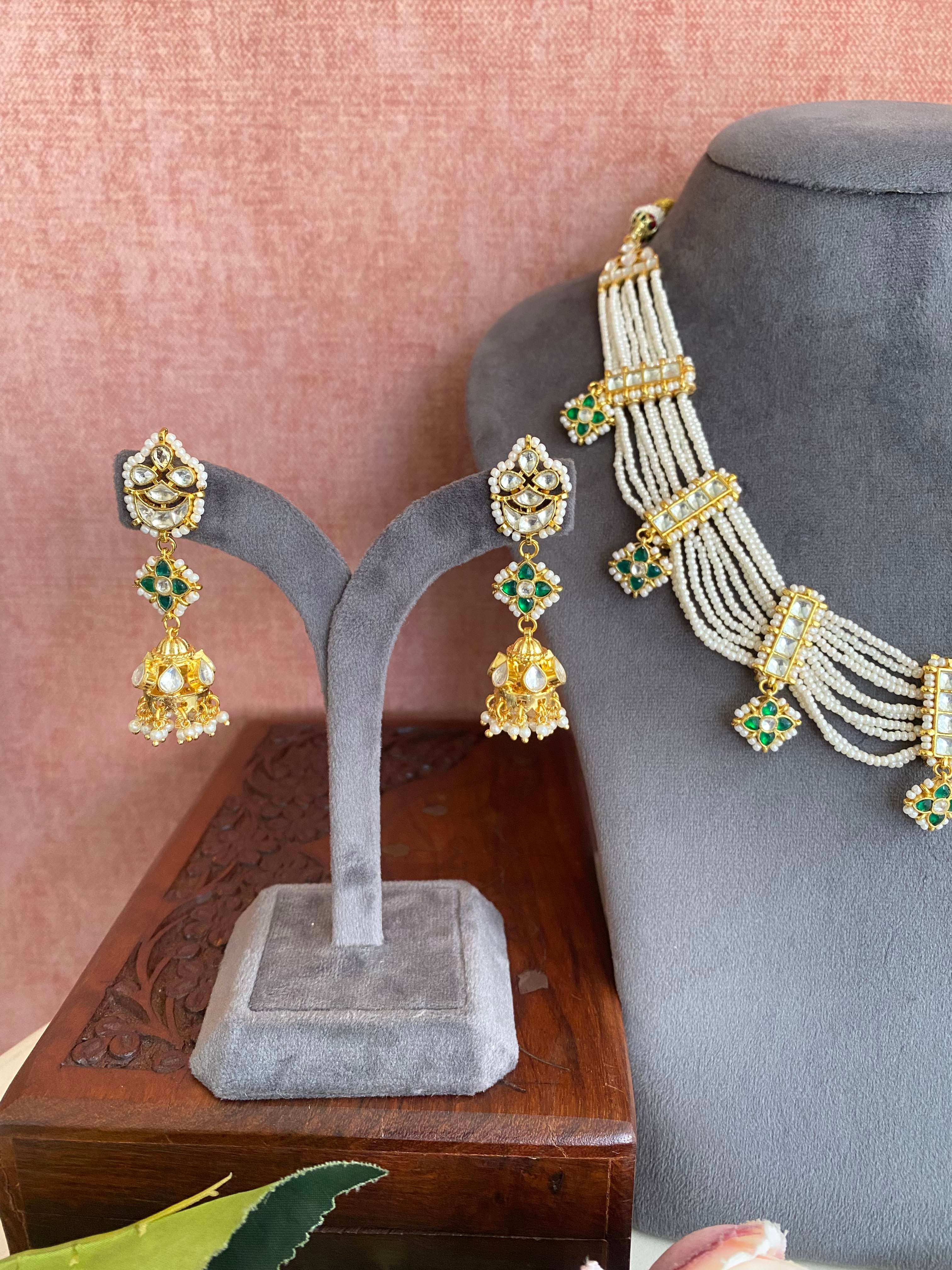 Gold plated Pearl Long necklace set