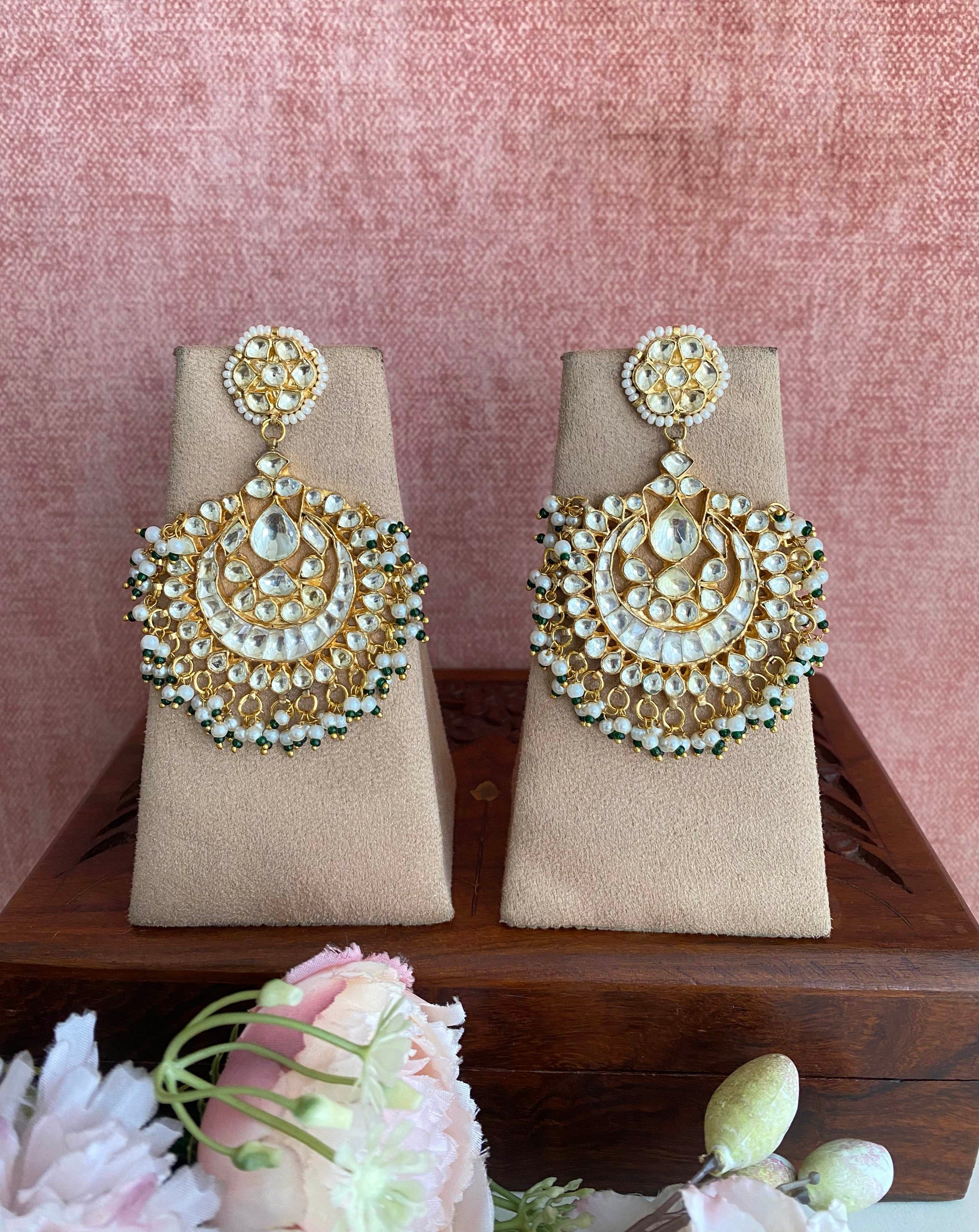 Gold plated Kundan Chandbaali Earring