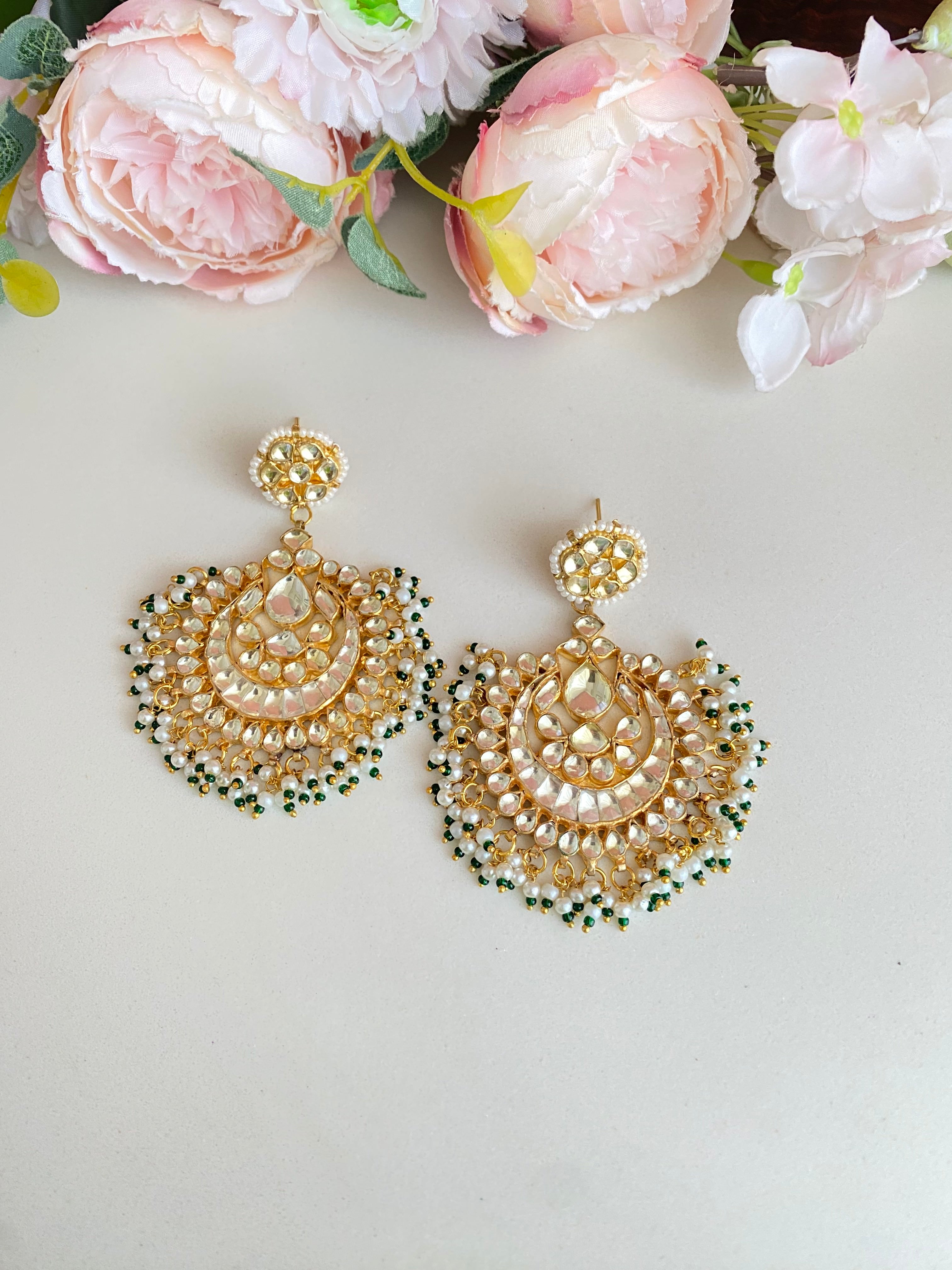 Gold plated Kundan Chandbaali Earring